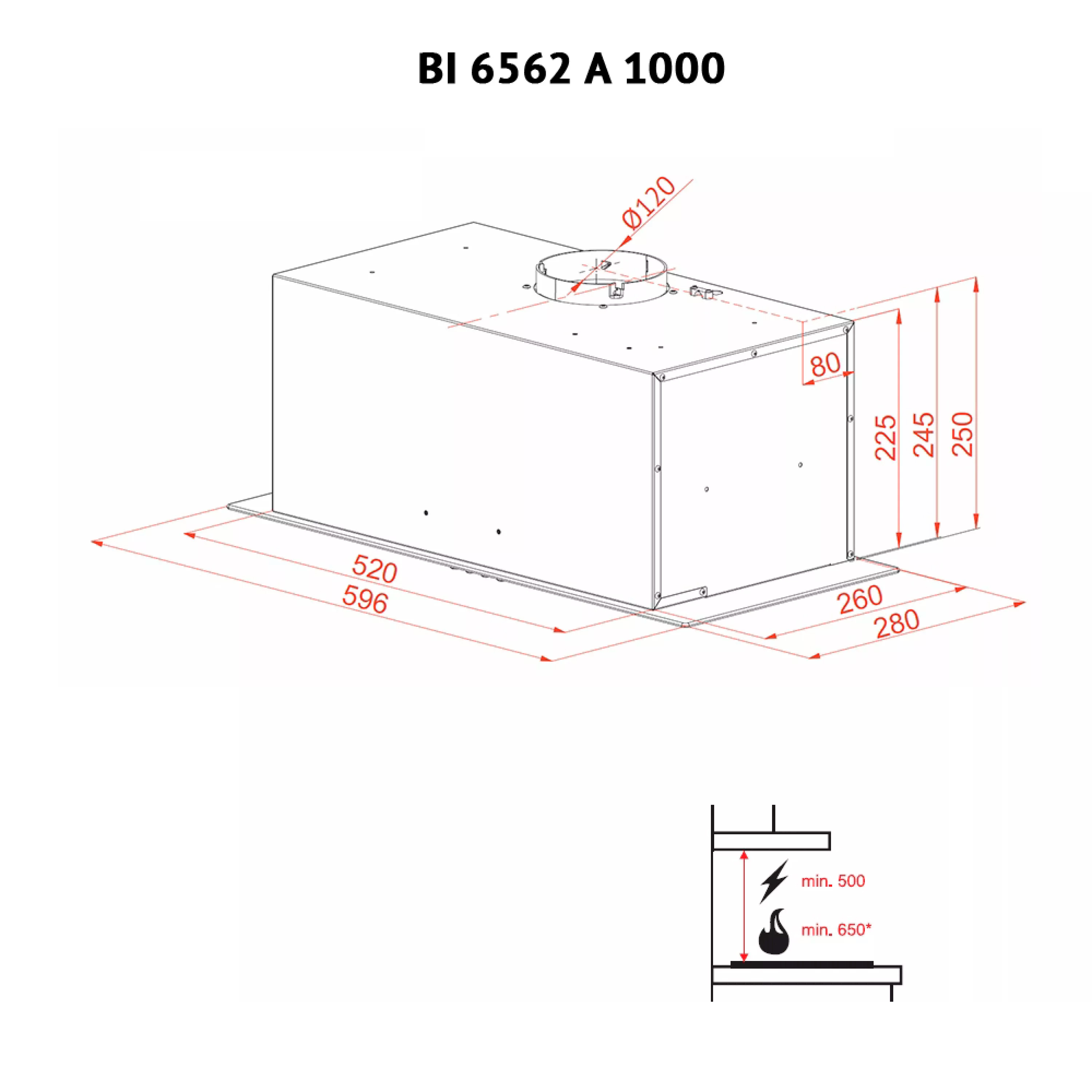 Perfelli 5902767152419 - зображення 12 Витяжка повновбудована Perfelli BI 6562 A 1000 W LED GLASS - зображення 12