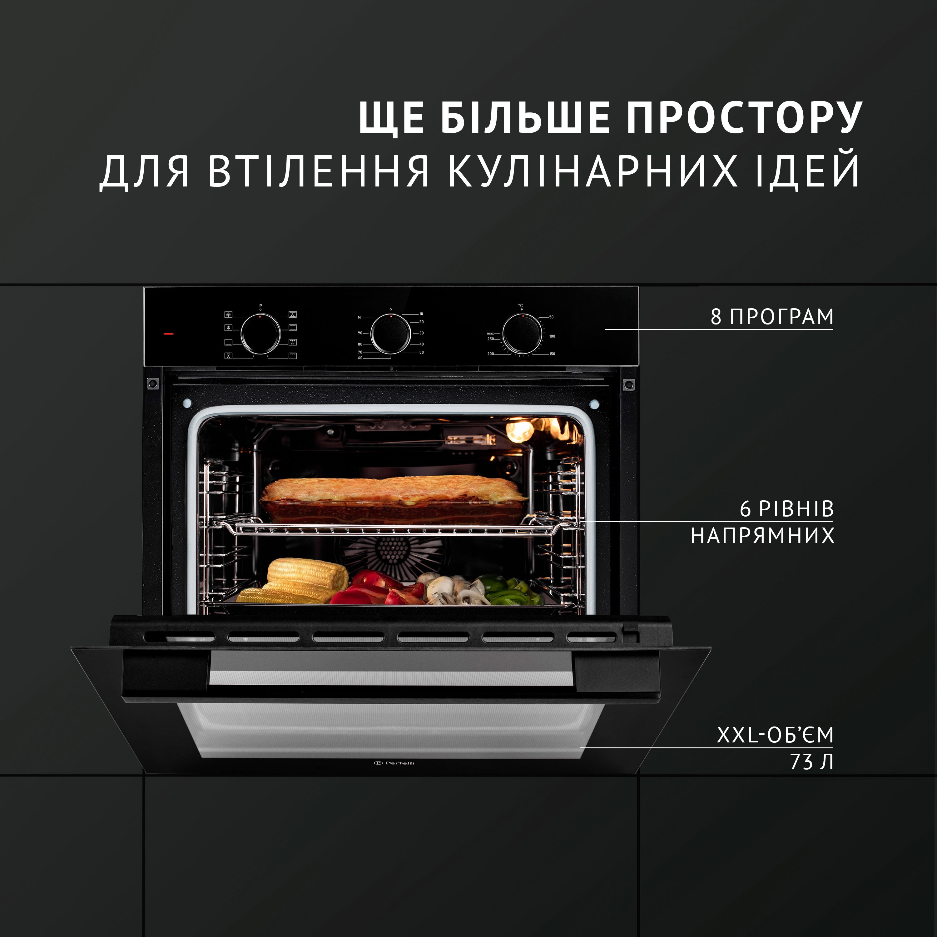 Perfelli 5905563500811 - зображення 2 Духовой шкаф электрический Perfelli DIAMOND 6M8L NERO - зображення 2