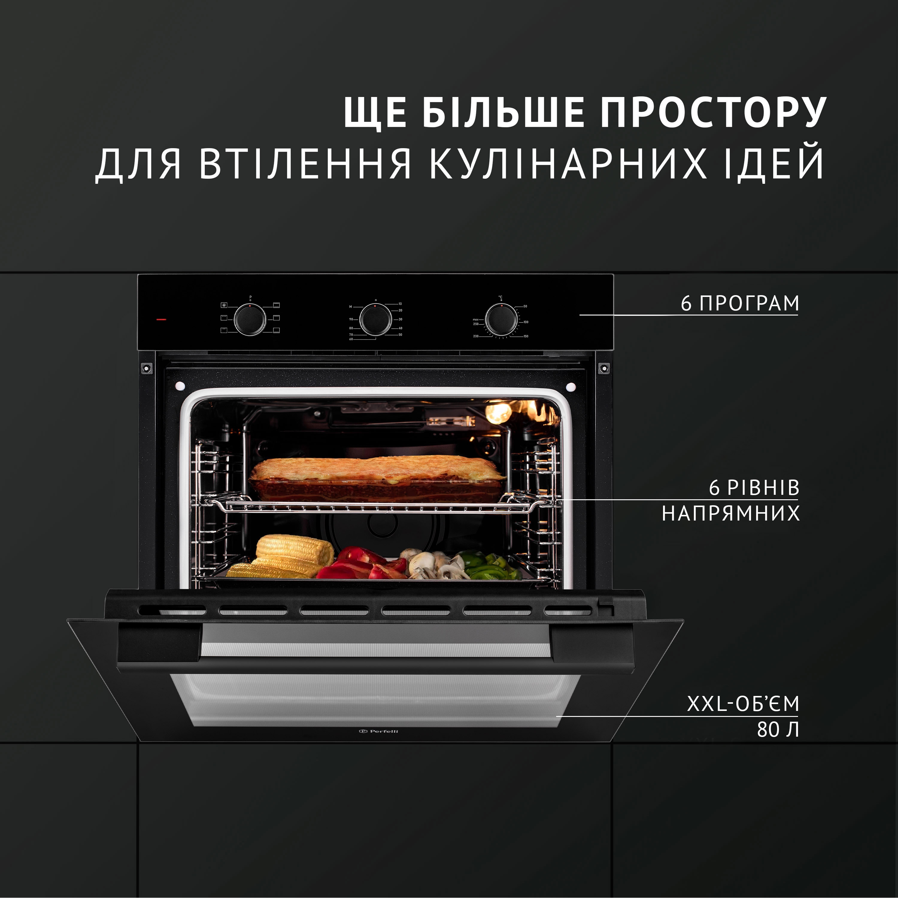 Perfelli 5905563501245 - зображення 2 Духовой шкаф электрический Perfelli PERLA 6M6 NERO - зображення 2