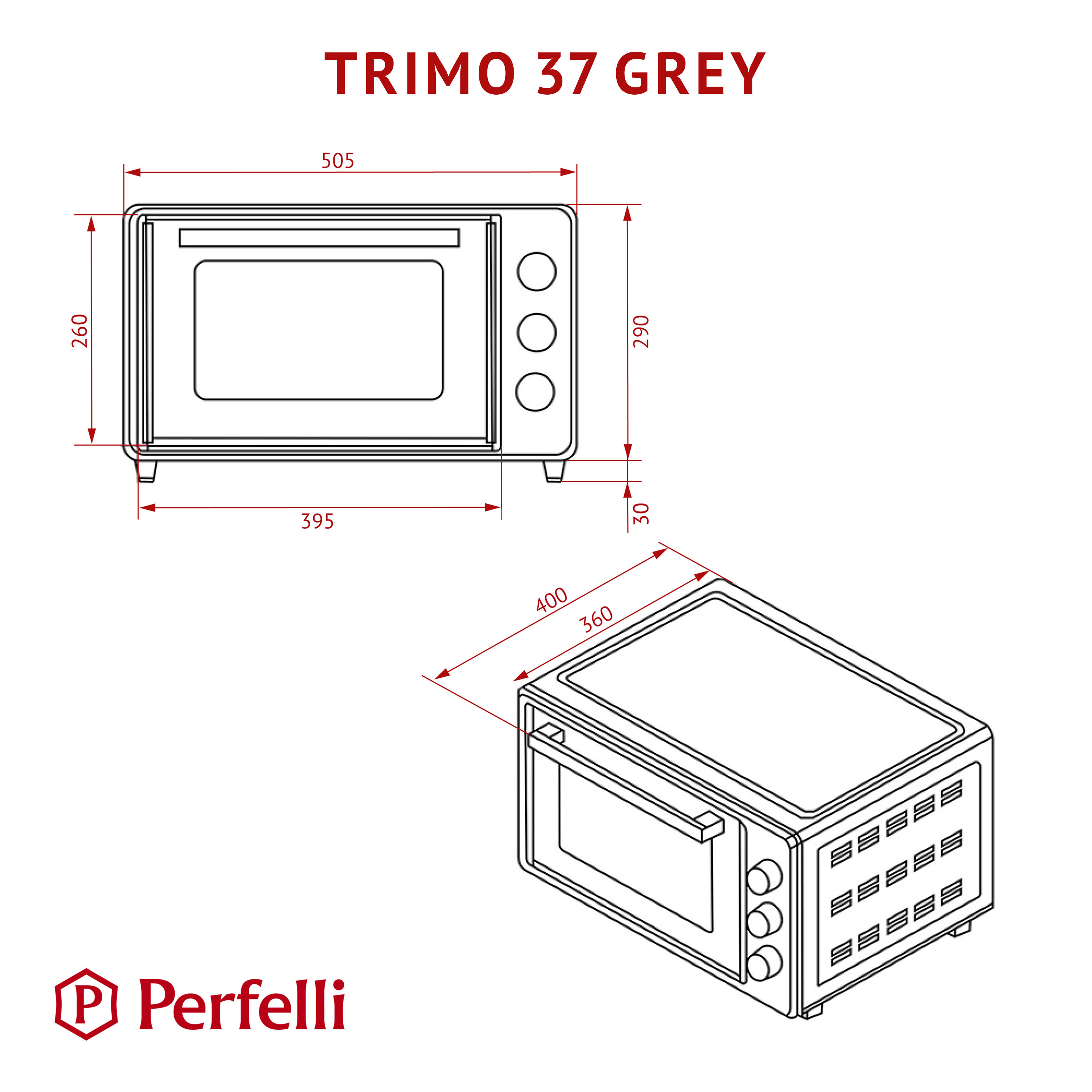 Електрична піч Perfelli TRIMO 37 GREY - зображення 21