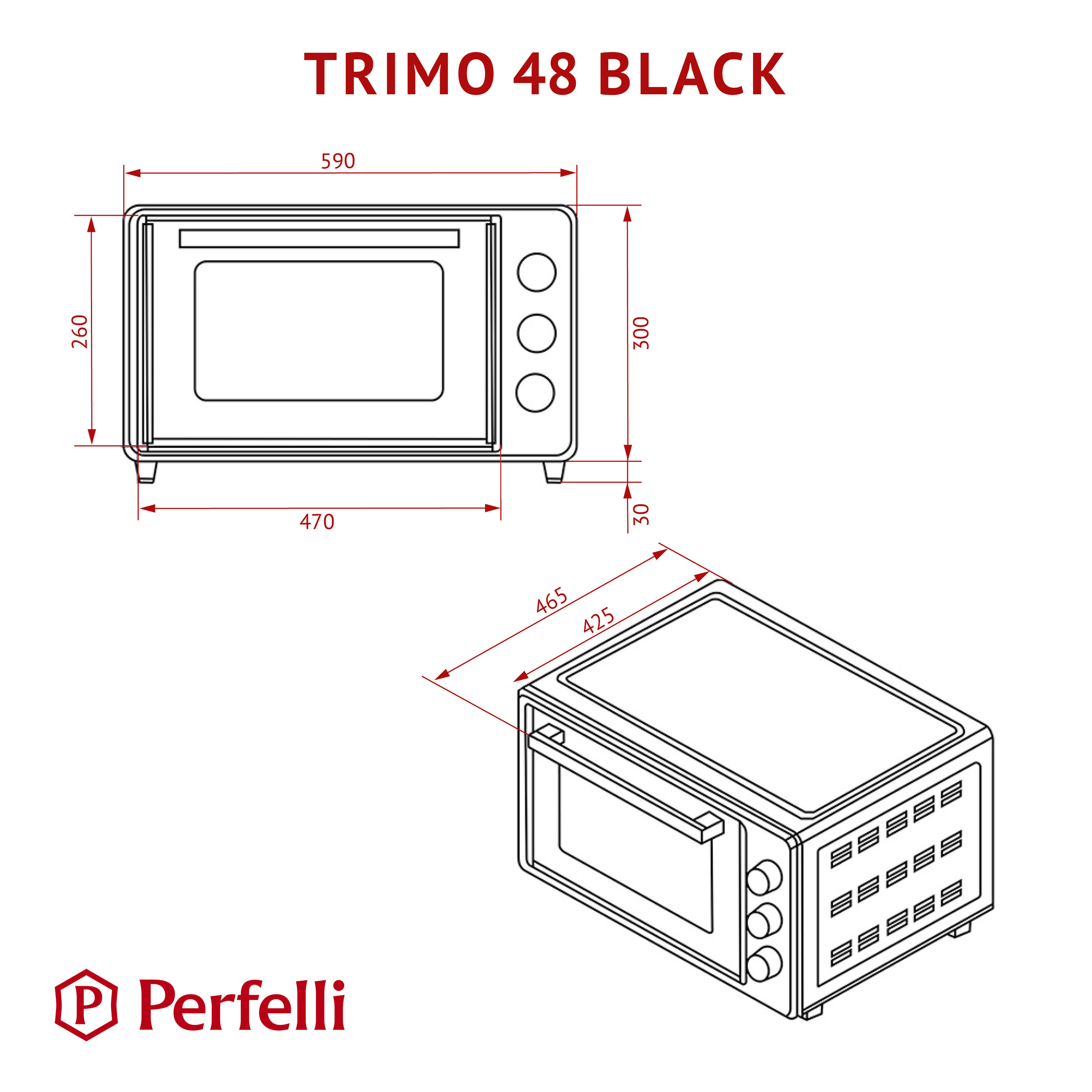 Електрична піч Perfelli TRIMO 48 BLACK - зображення 21