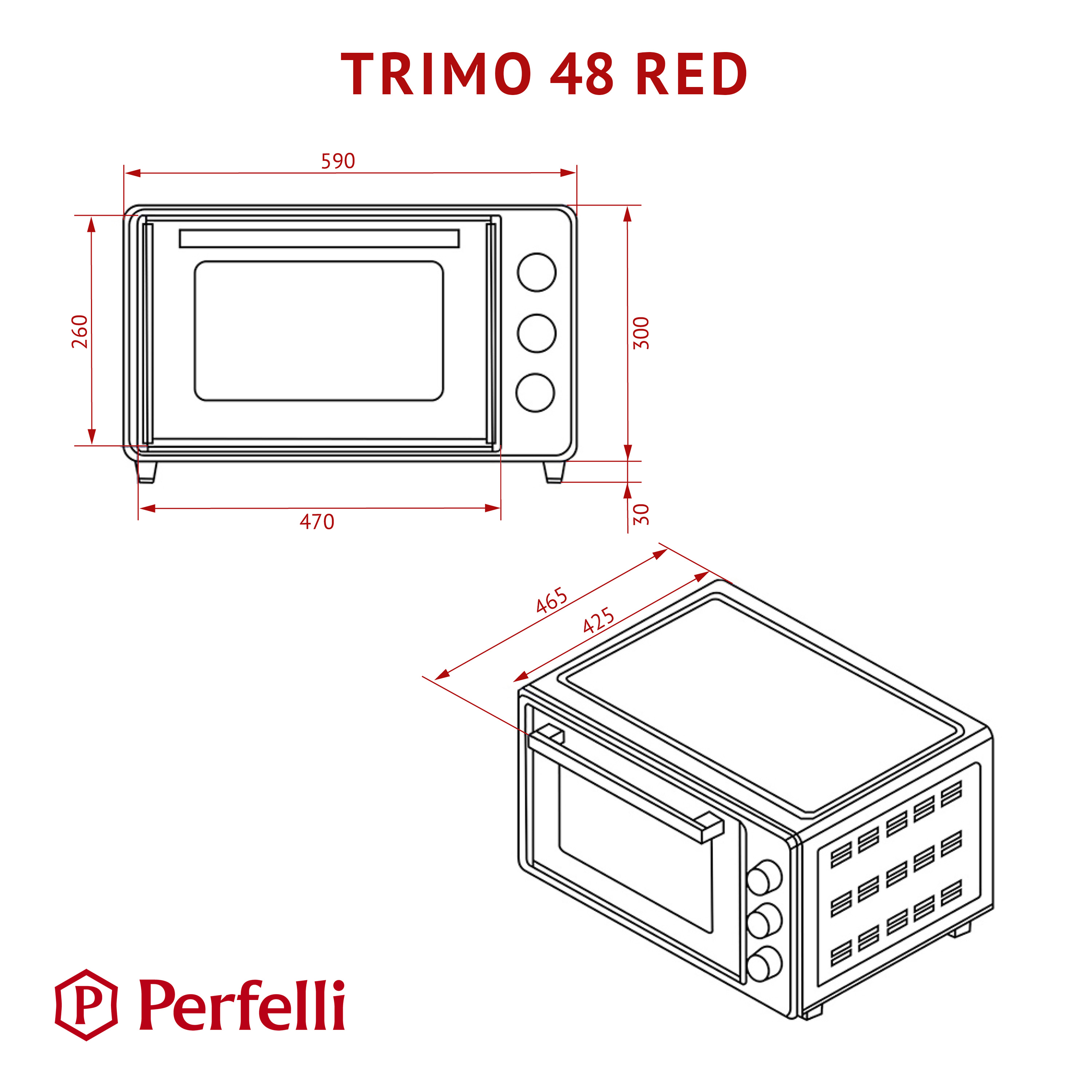 Електрична піч Perfelli TRIMO 48 RED - зображення 21