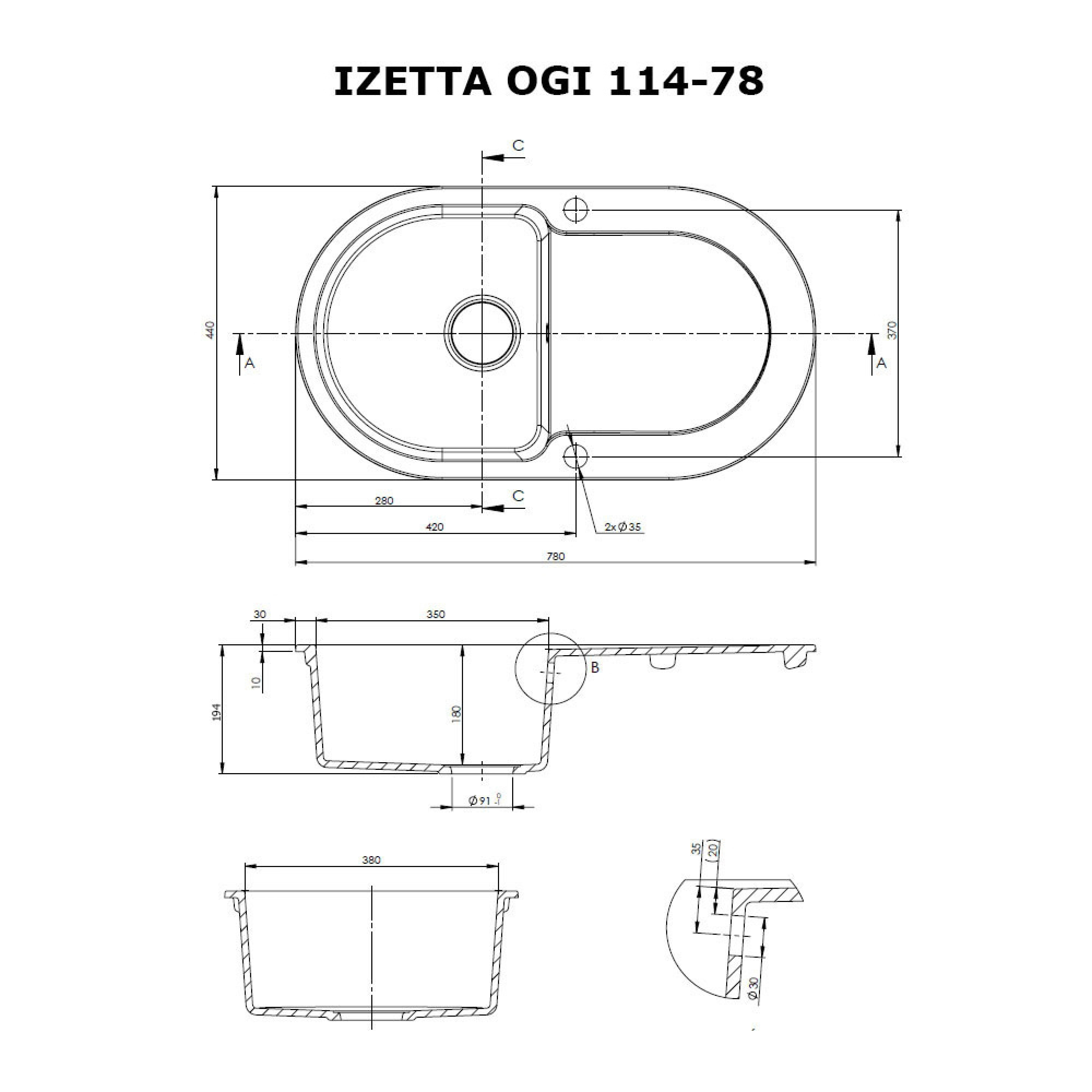 Мийка кухонна гранітна Perfelli IZETTA OGI 114-78 LIGHT BEIGE - зображення 5