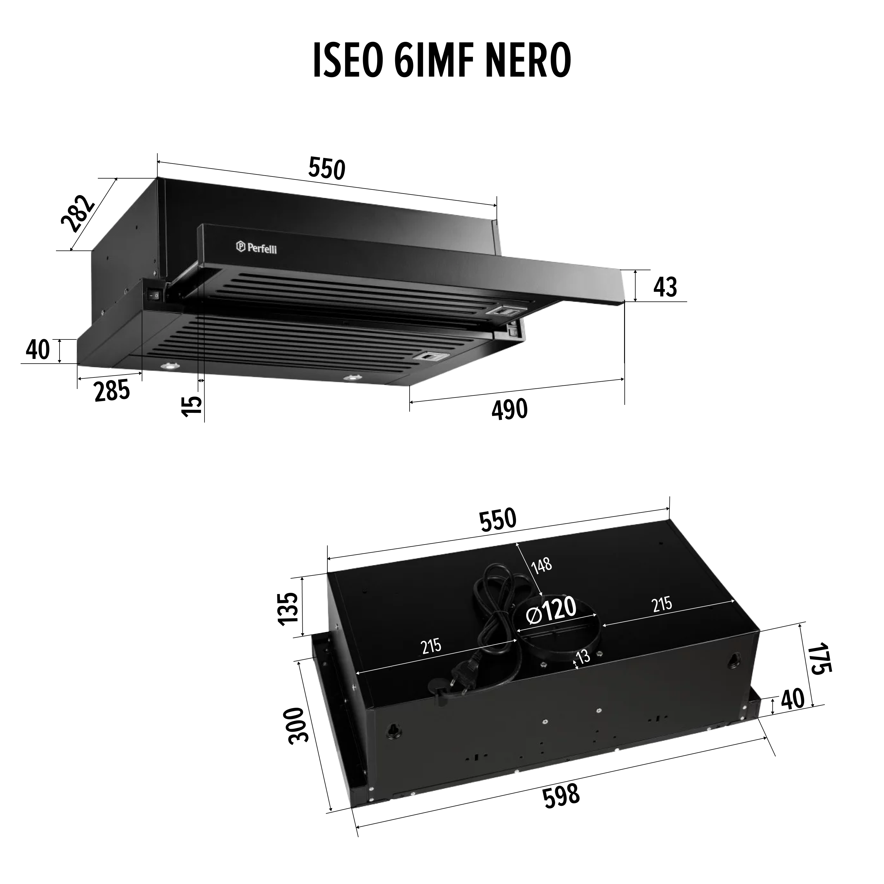 Вытяжка телескопическая PERFELLI ISEO 6IMF NERO - зображення 13
