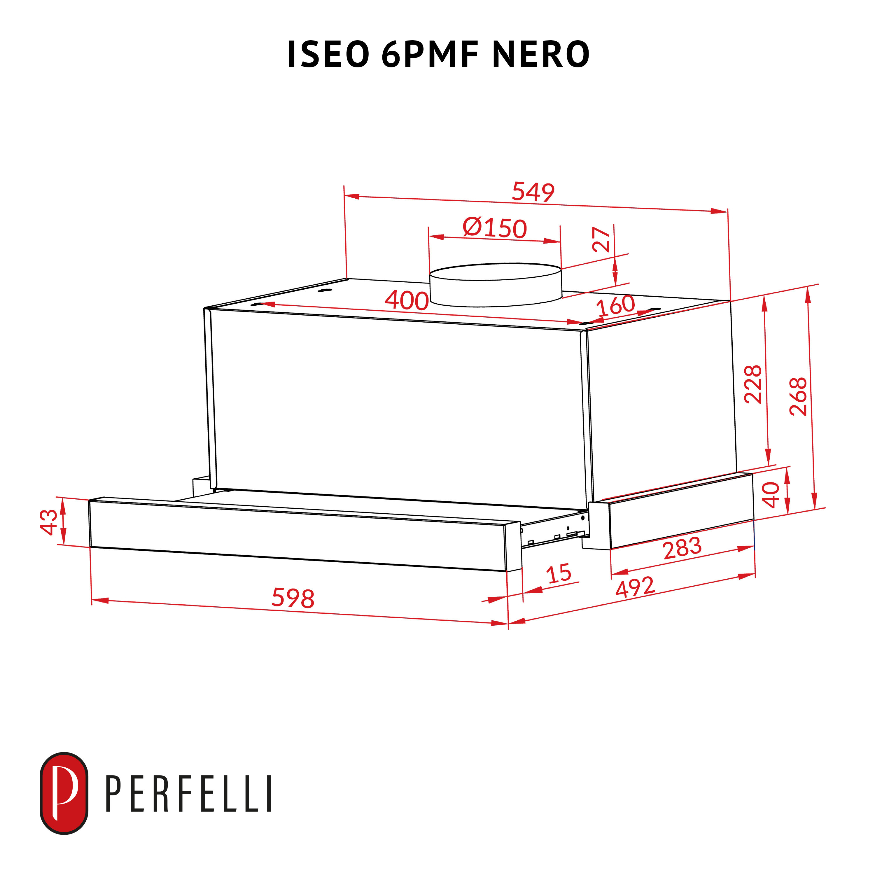 Perfelli 5905563501009 - зображення 13 Вытяжка телескопическая PERFELLI ISEO 6PMF NERO - зображення 13