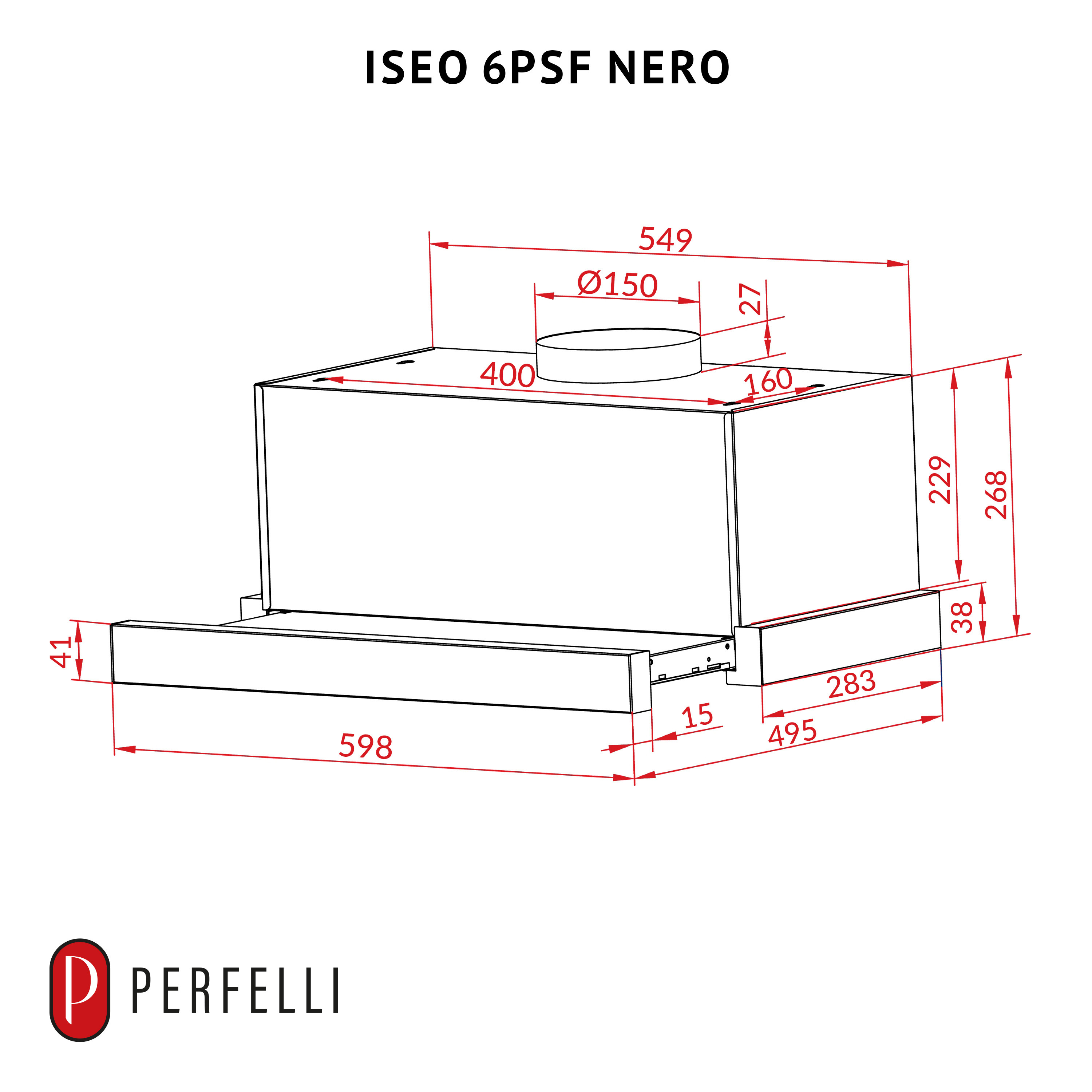 Витяжка телескопічна PERFELLI ISEO 6PSF NERO - зображення 12