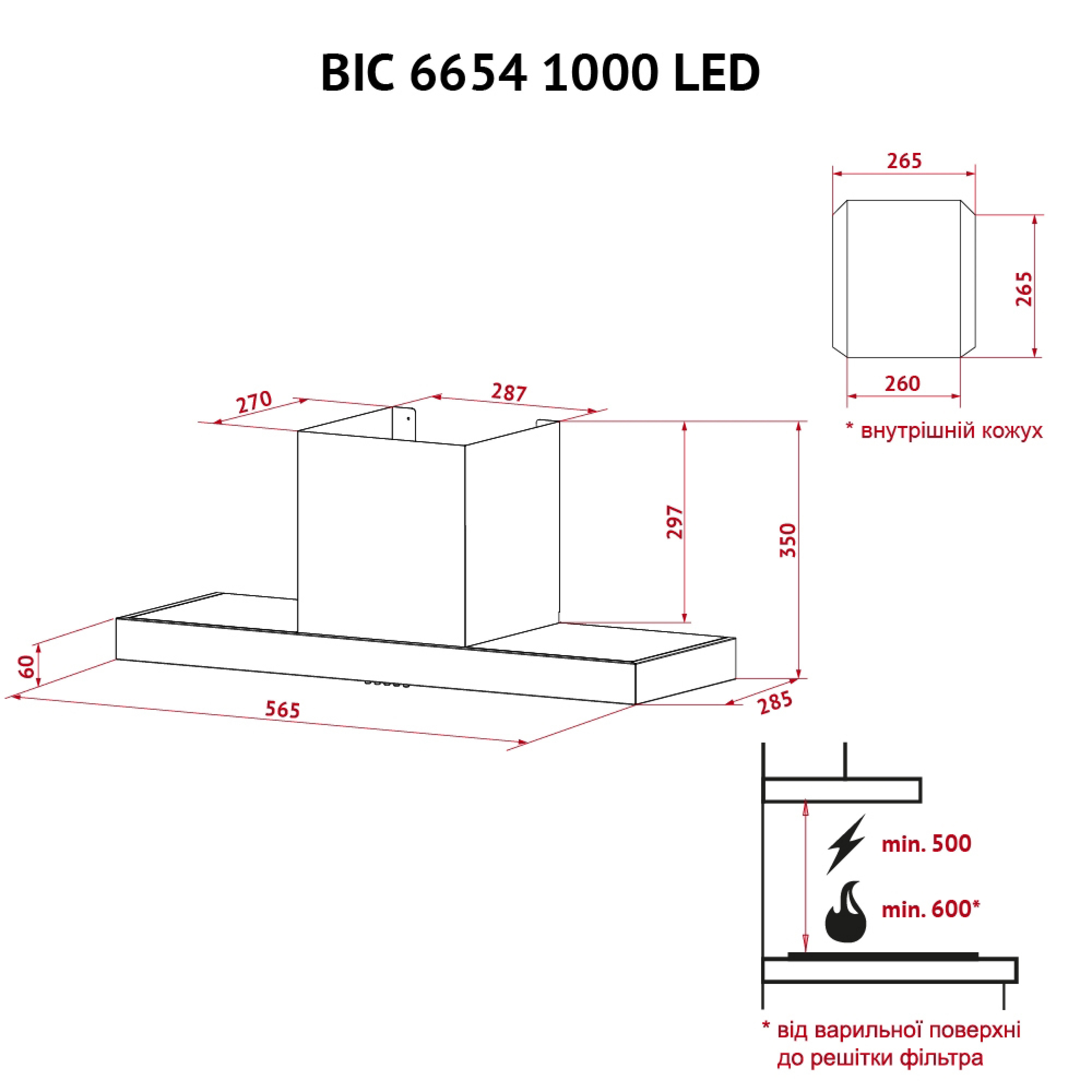 Витяжка повновбудована Perfelli BIC 6654 I 1000 LED - зображення 10