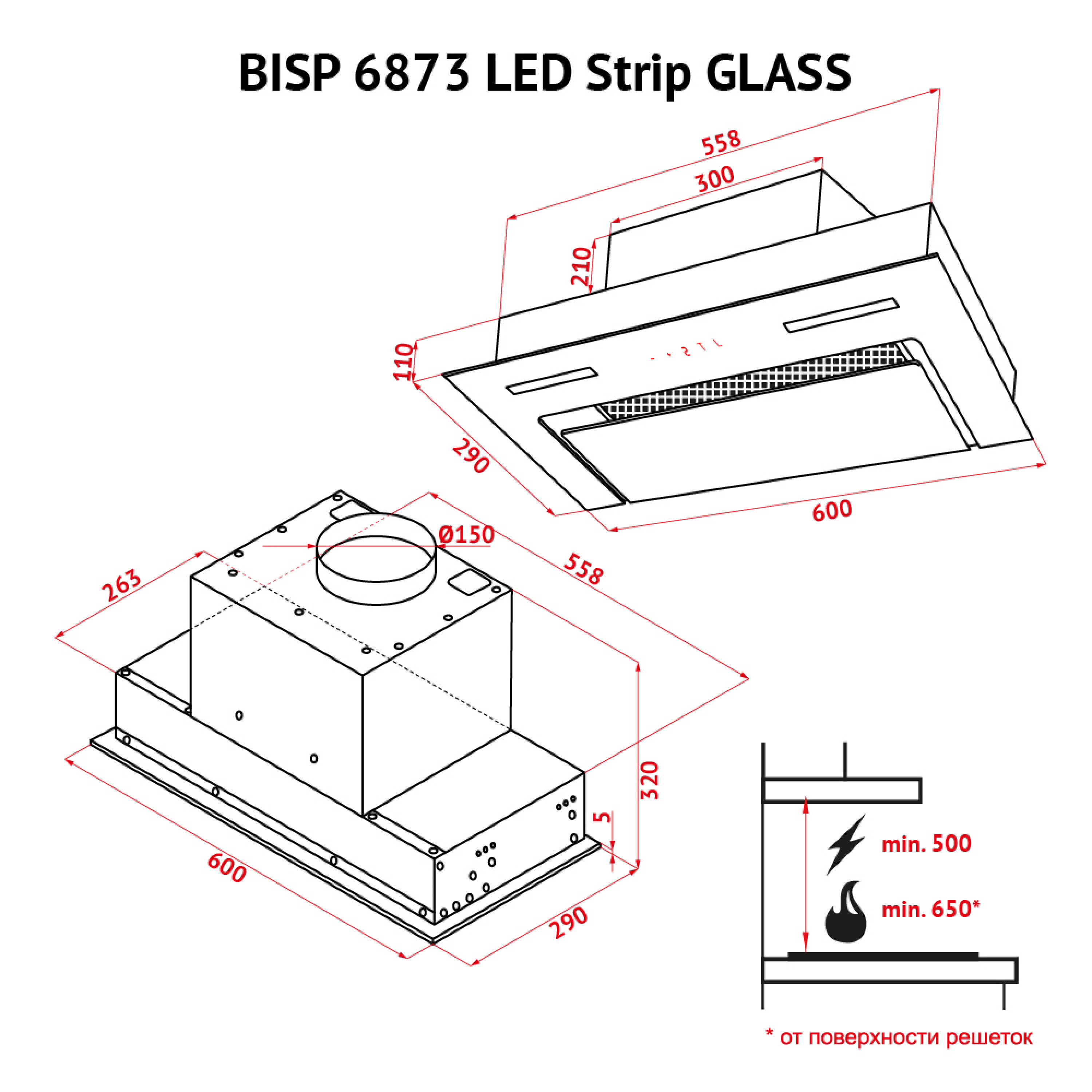 Вытяжка полновстраиваемая Perfelli BISP 6873 WH LED Strip GLASS - зображення 16