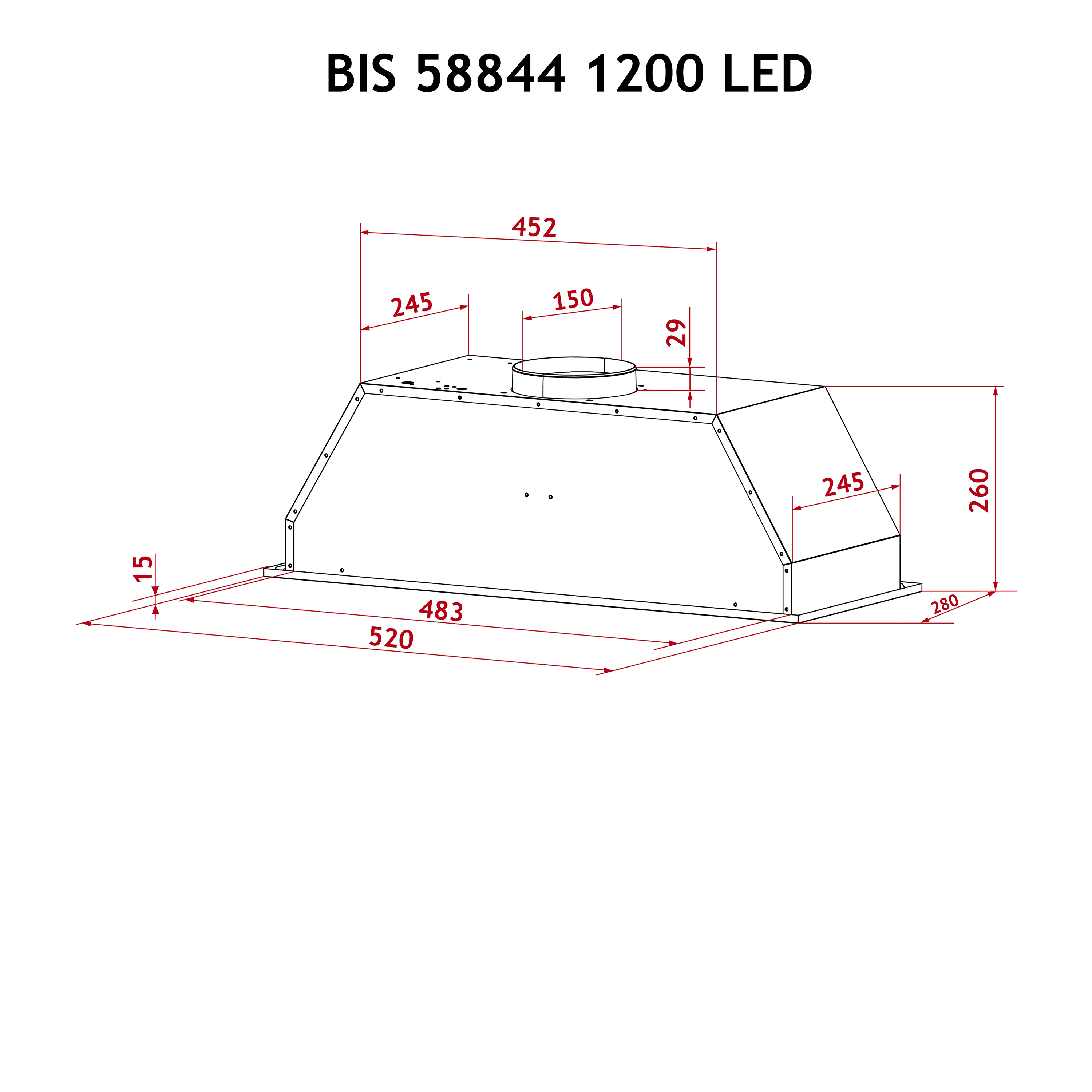 Витяжка повновбудована Perfelli BIS 58844 WH 1200 LED - зображення 11