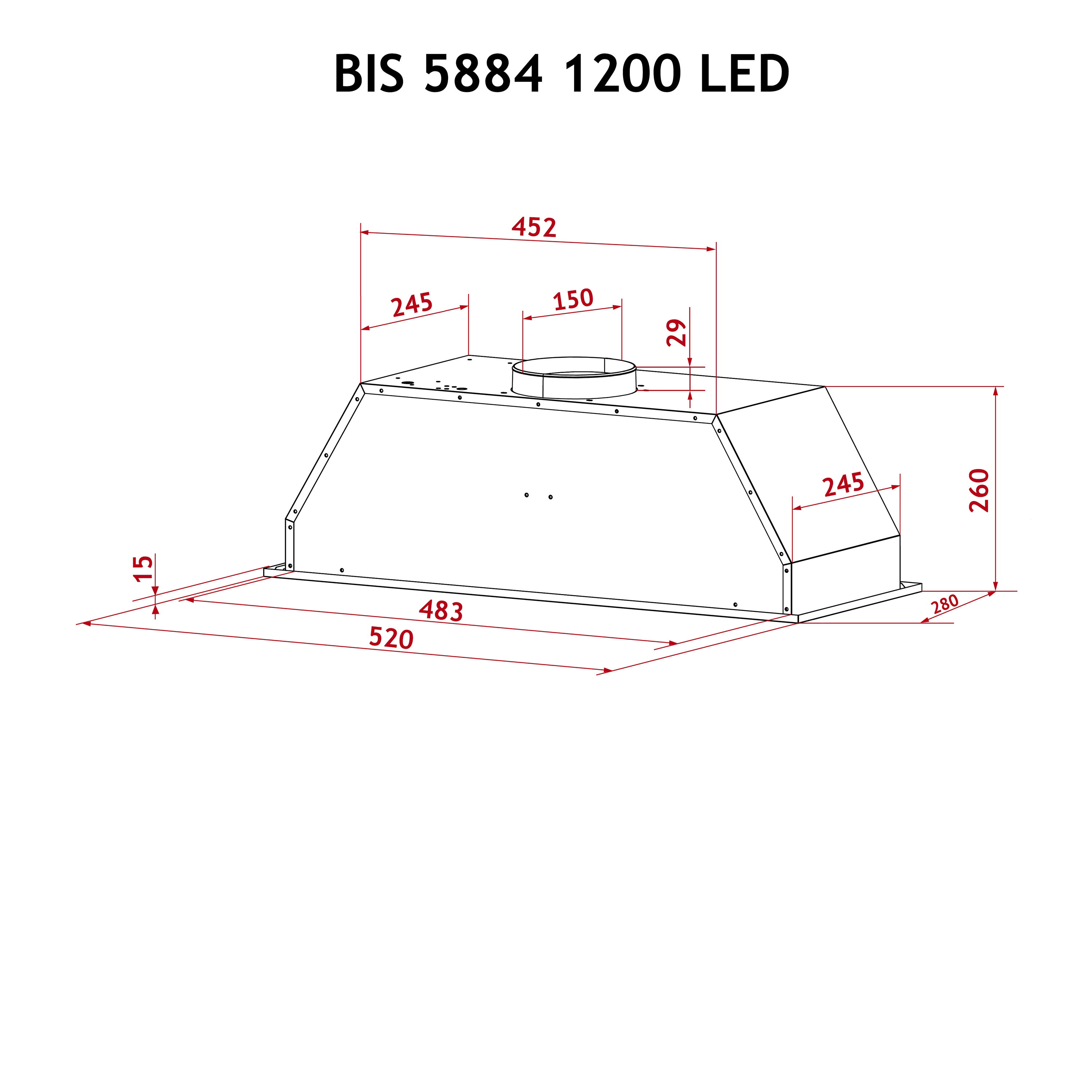 Вытяжка полновстраиваемая Perfelli BIS 5884 BL 1200 LED - зображення 10