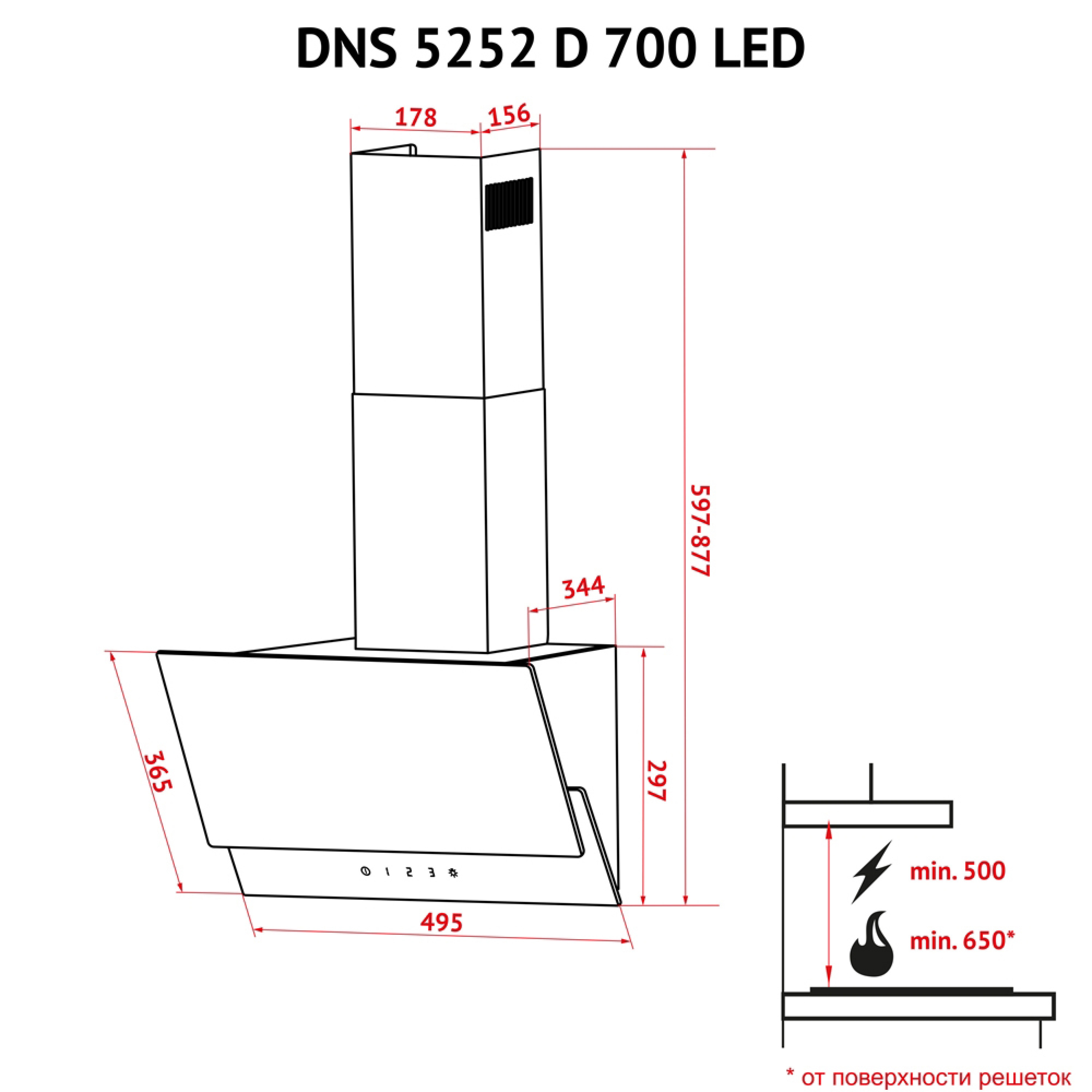 Вытяжка декоративная наклонная Perfelli DNS 5252 D 700 BL LED - зображення 14