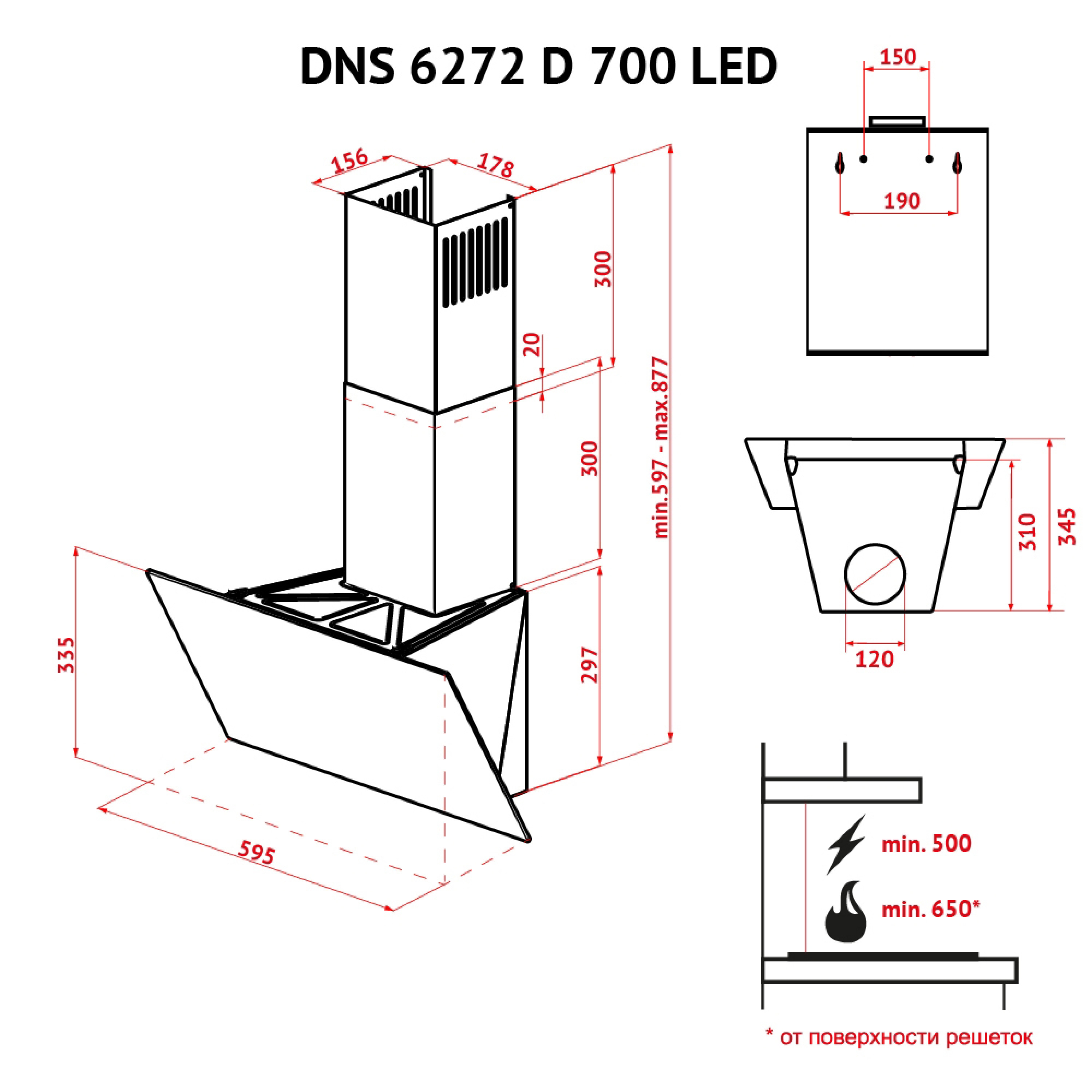 Вытяжка декоративная наклонная Perfelli DNS 6272 D 700 BL LED - зображення 16