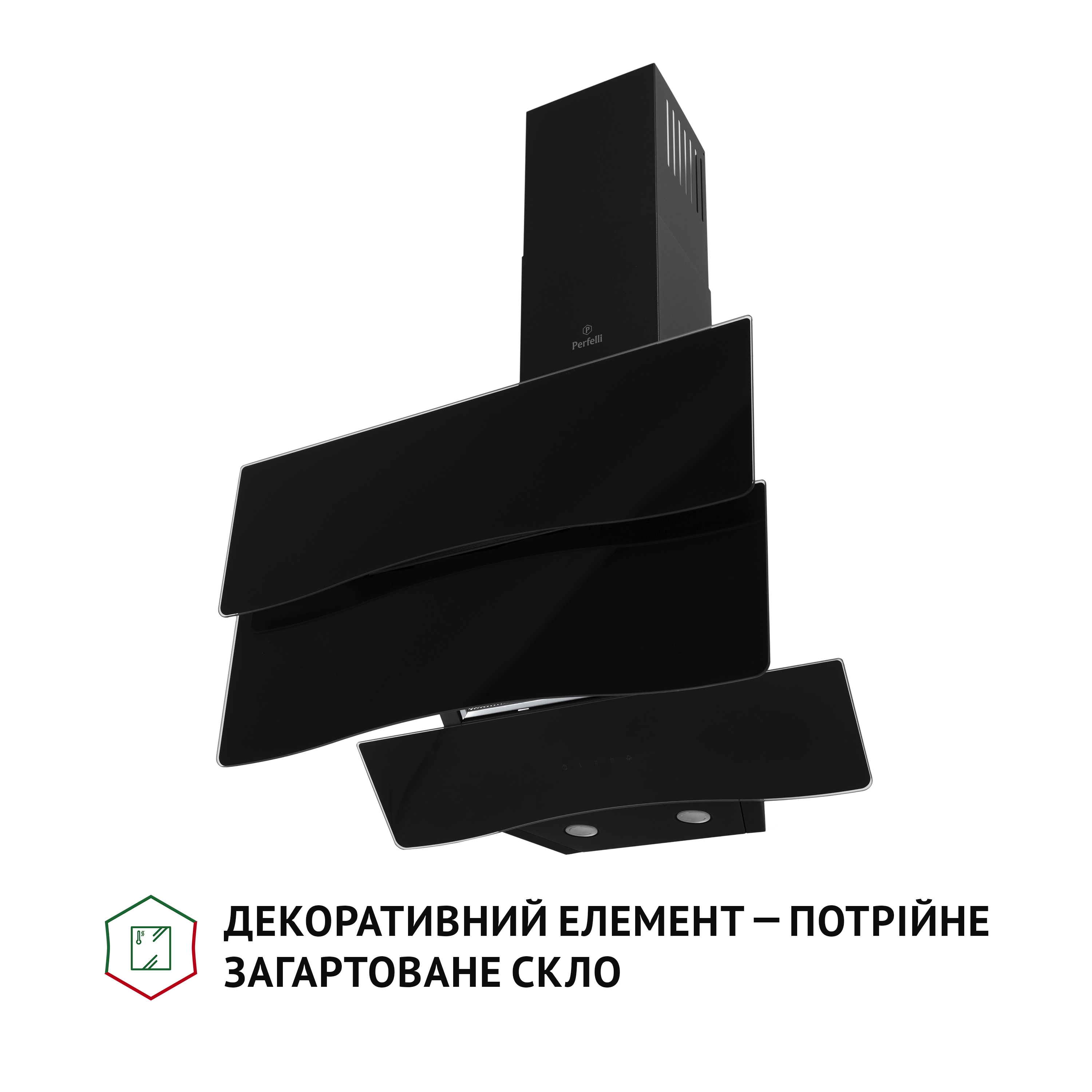 Perfelli 5902767158855 - зображення 4 Витяжка декоративна похила Perfelli DNS 6482 D 850 BL LED - зображення 4