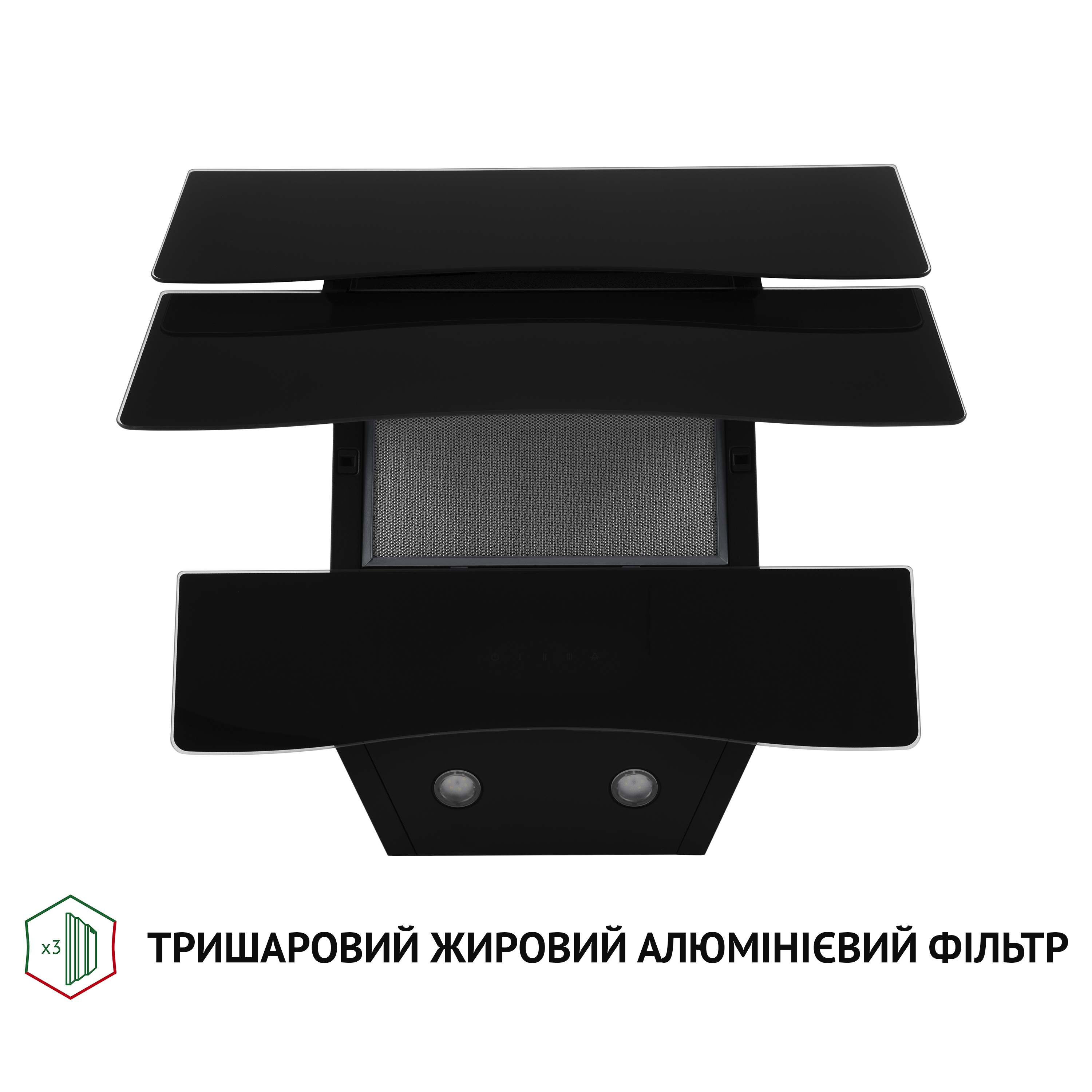 Perfelli 5902767158855 - зображення 5 Витяжка декоративна похила Perfelli DNS 6482 D 850 BL LED - зображення 5