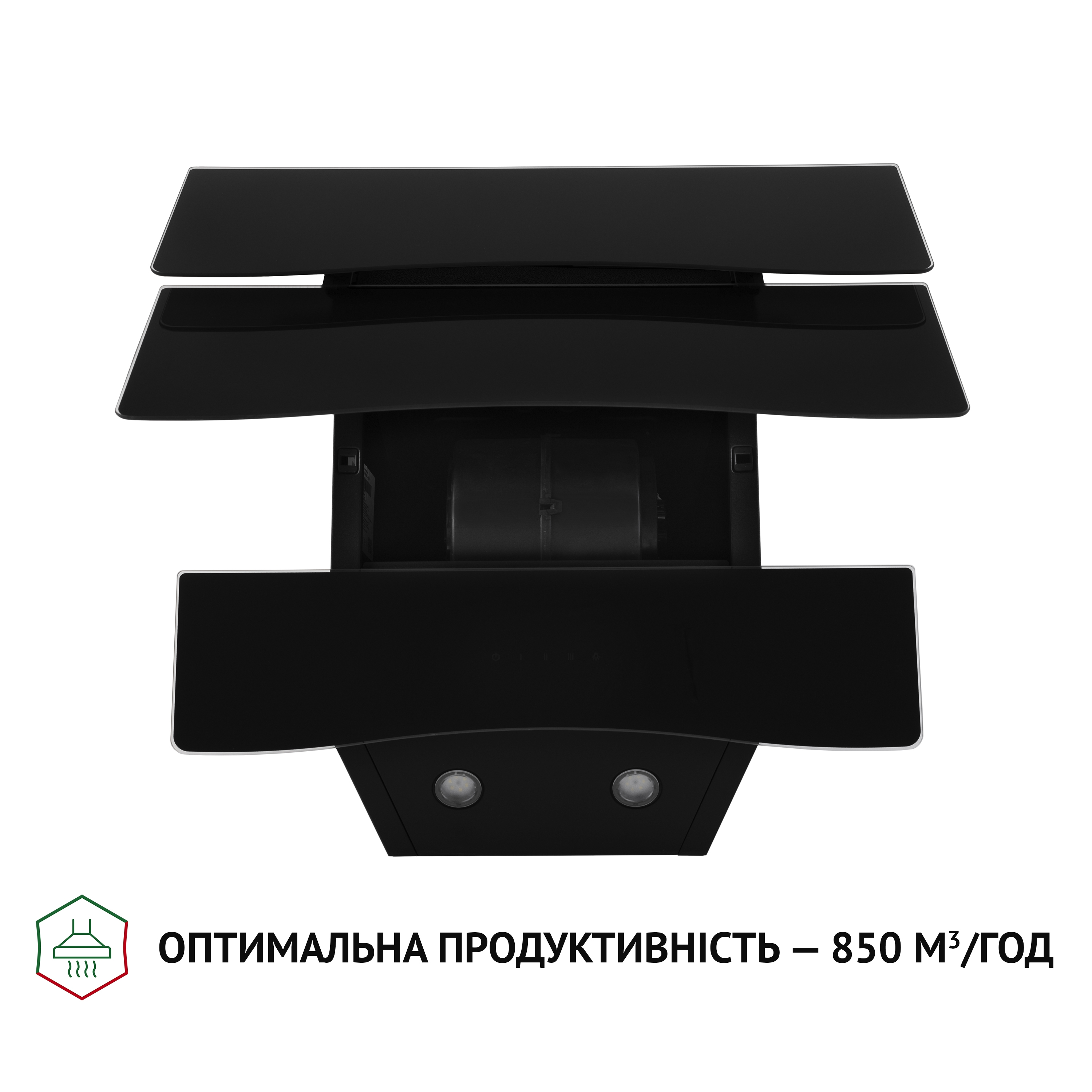 Perfelli 5902767158855 - зображення 6 Витяжка декоративна похила Perfelli DNS 6482 D 850 BL LED - зображення 6