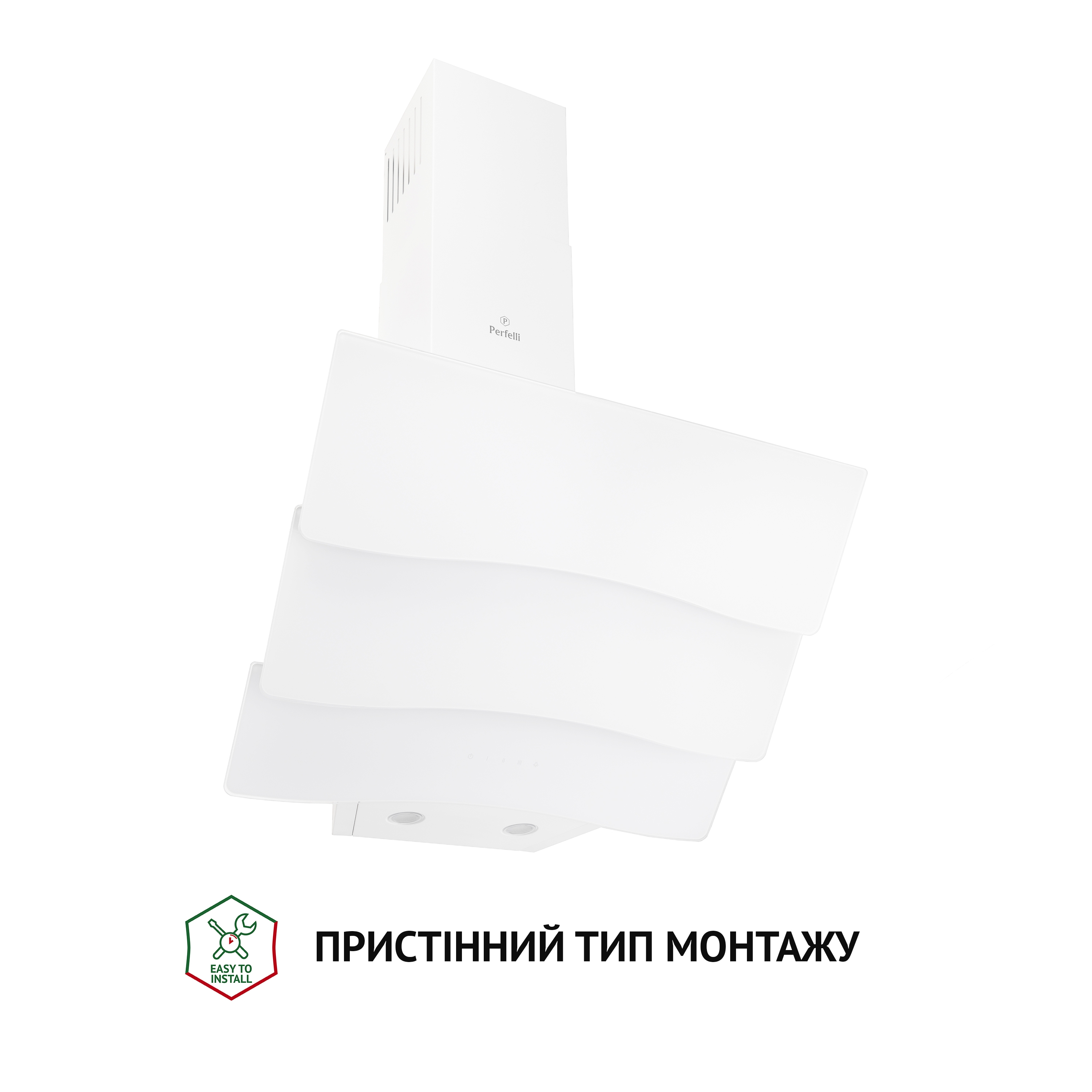 Perfelli 5902767158862 - зображення 2 Витяжка декоративна похила Perfelli DNS 6482 D 850 WH LED - зображення 2
