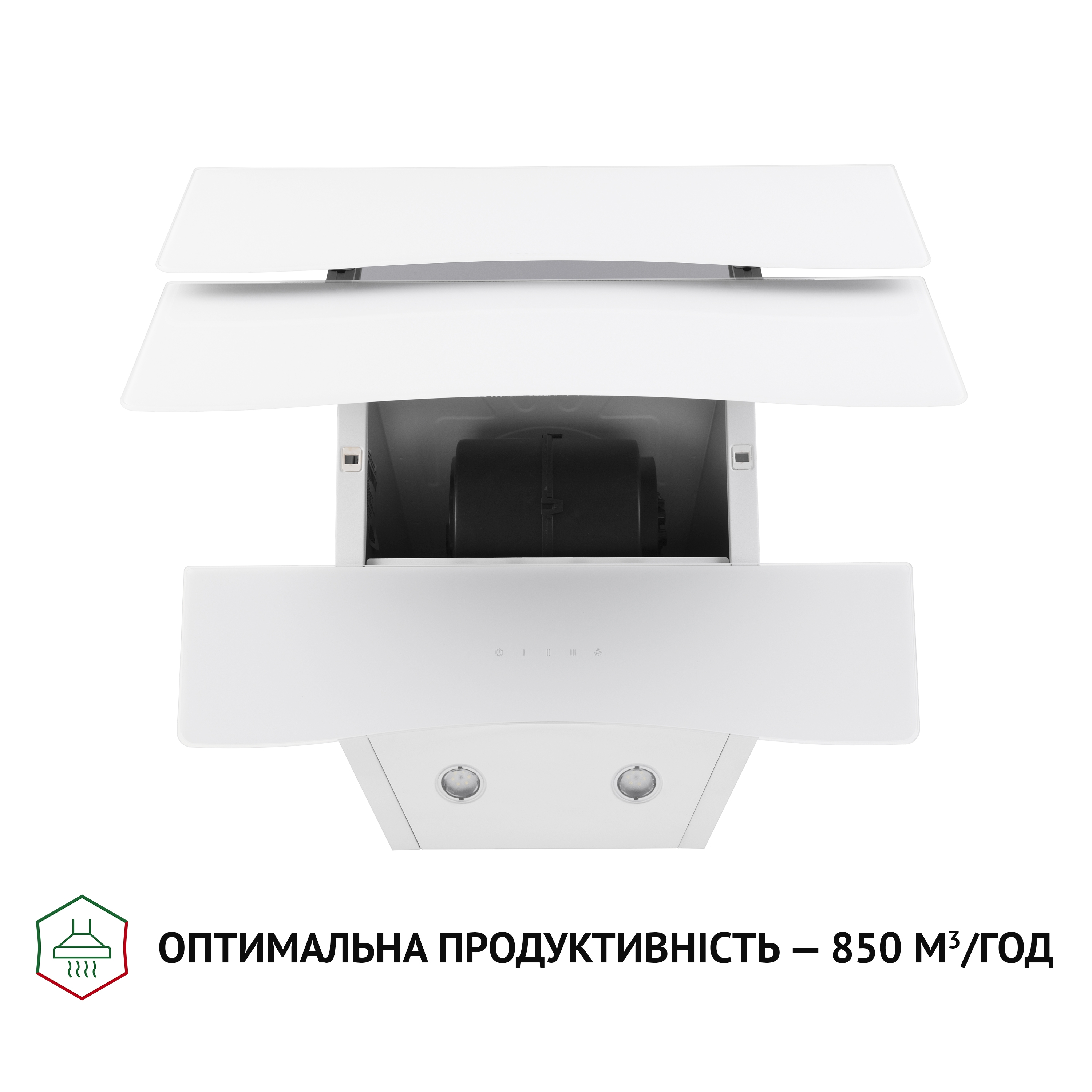 Perfelli 5902767158862 - зображення 6 Витяжка декоративна похила Perfelli DNS 6482 D 850 WH LED - зображення 6