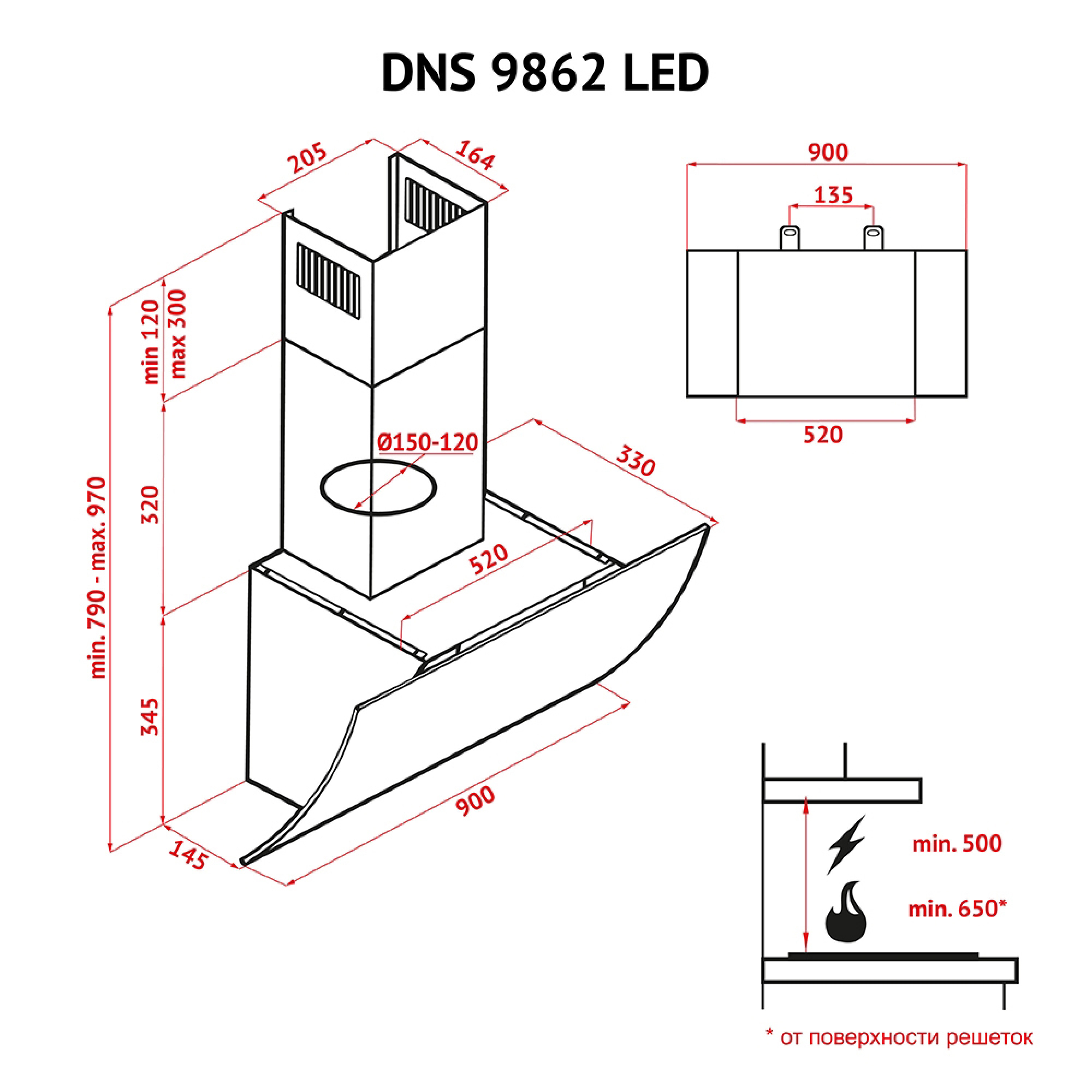 Perfelli 5902429921094 - зображення 15 Вытяжка декоративная наклонная Perfelli DNS 9862 W LED - зображення 15