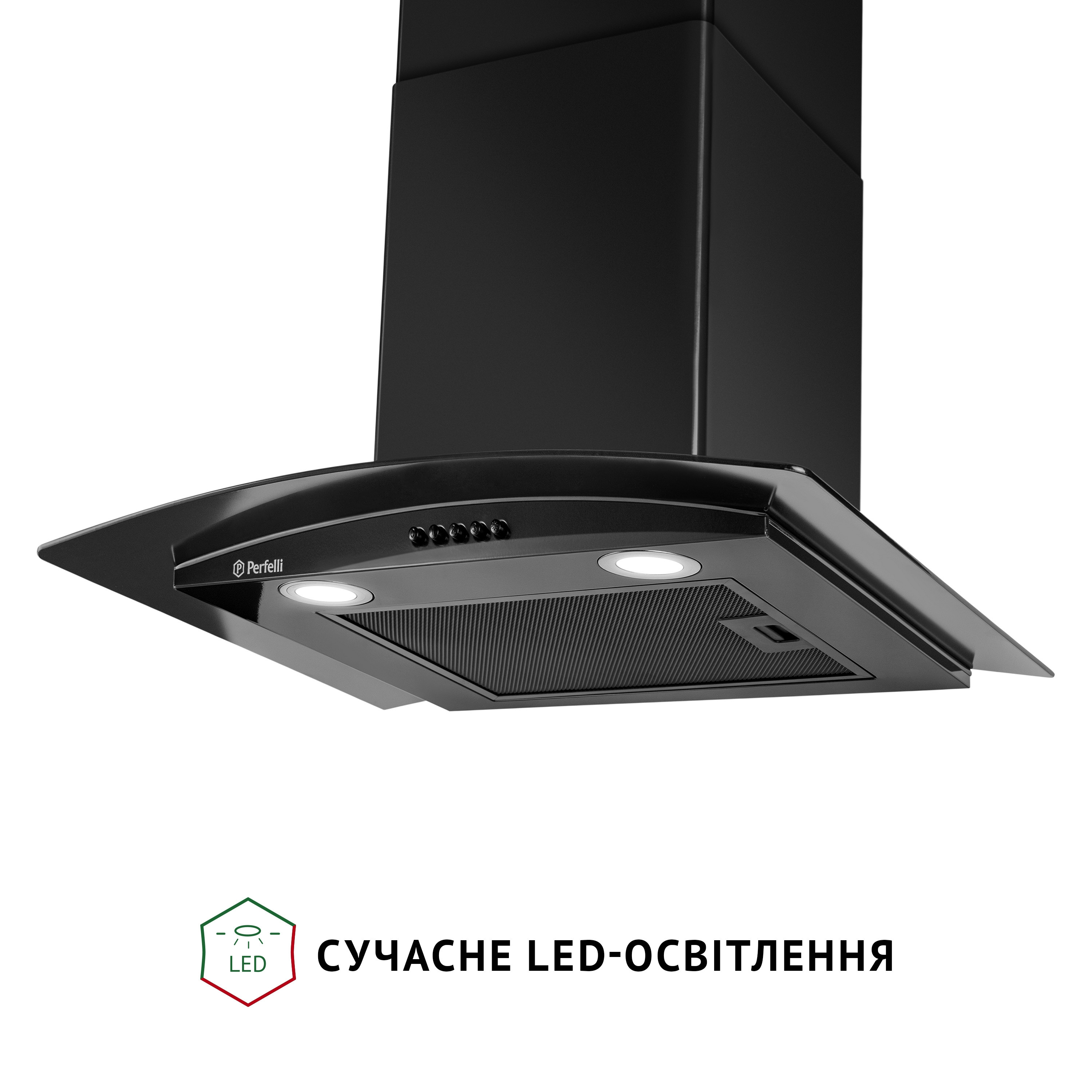 Вытяжка декоративная со стеклом Perfelli GRASSI 6HMB NERO - зображення 5
