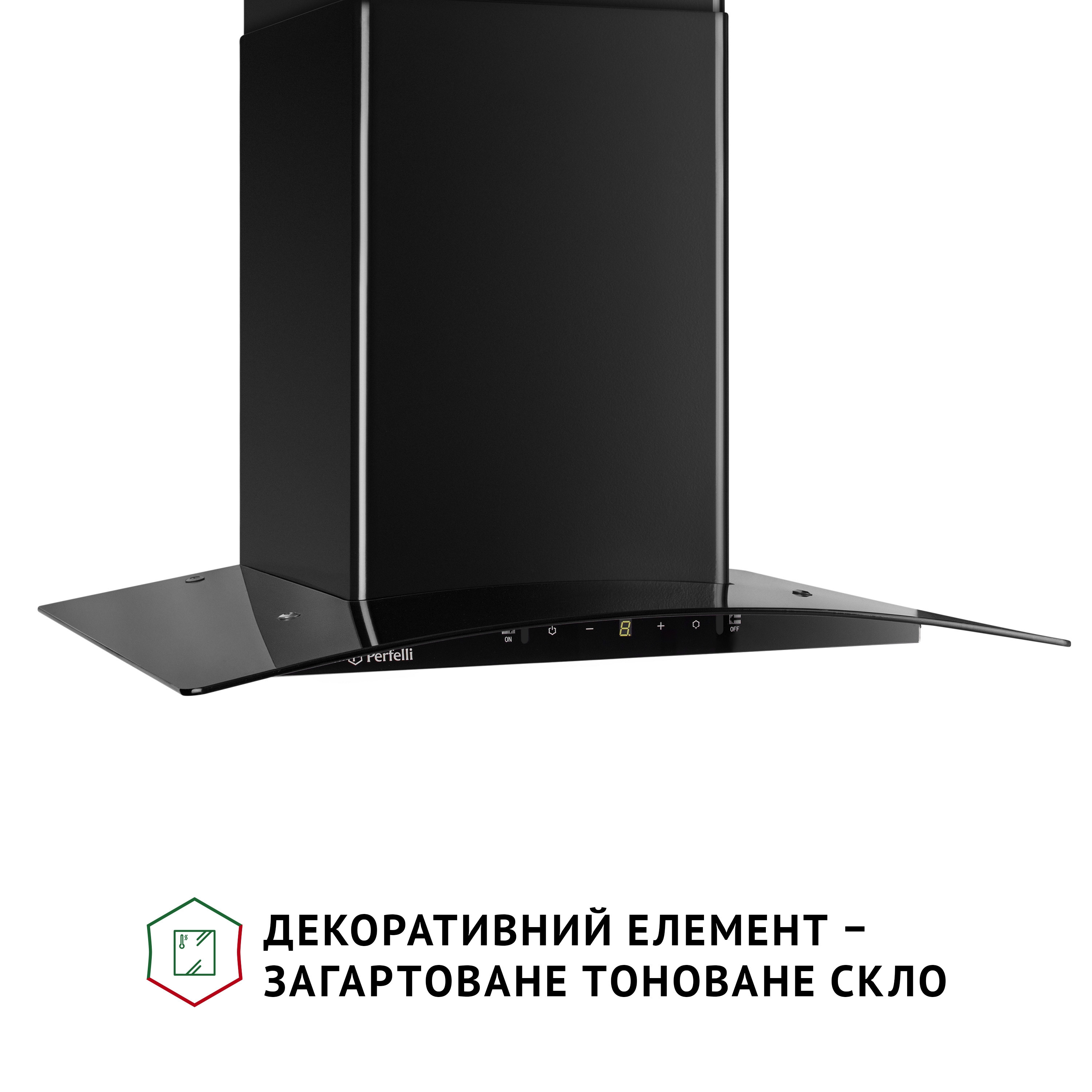 Витяжка декоративна зі склом Perfelli GRASSI 6PWB NERO - зображення 3