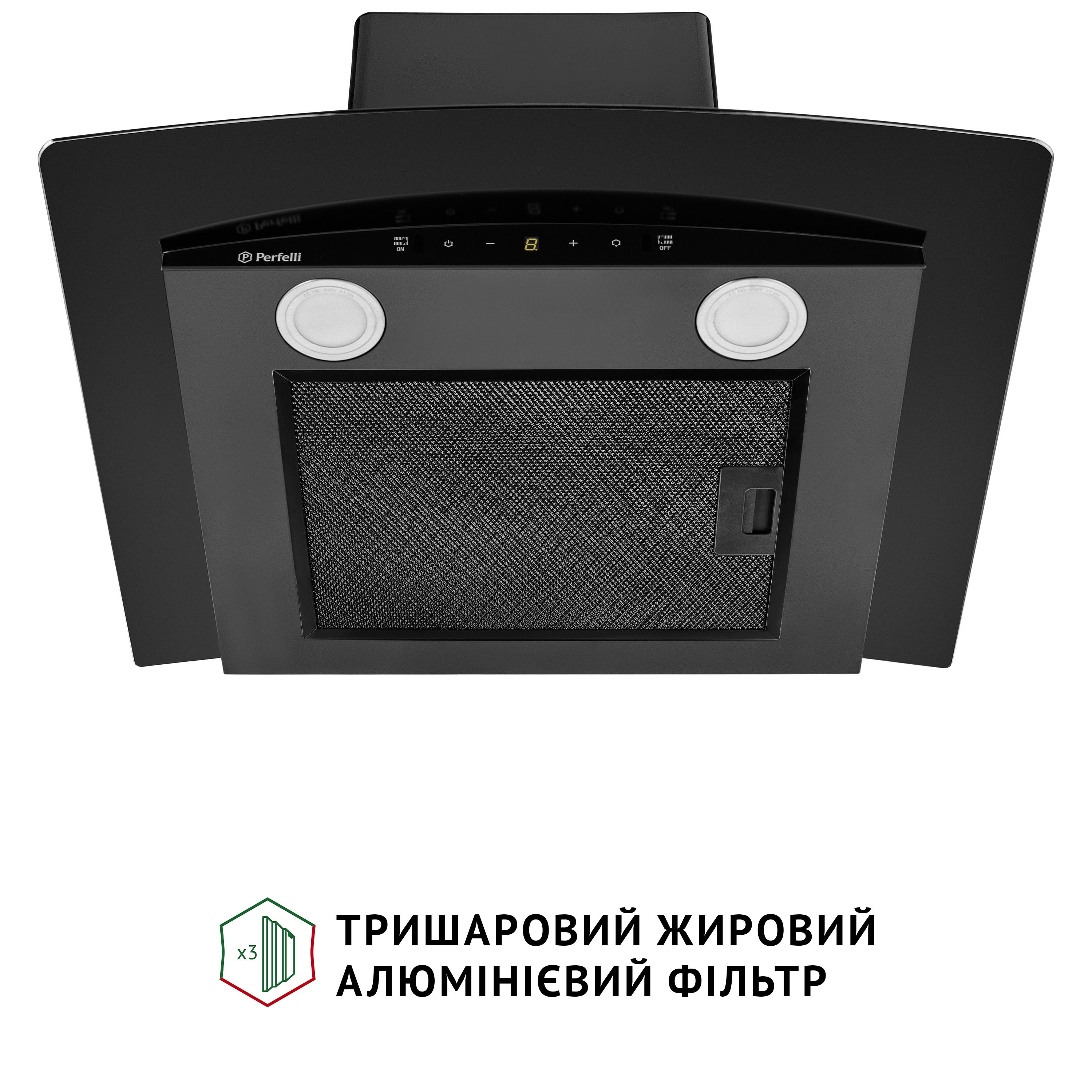 Витяжка декоративна зі склом Perfelli GRASSI 6PWB NERO - зображення 7
