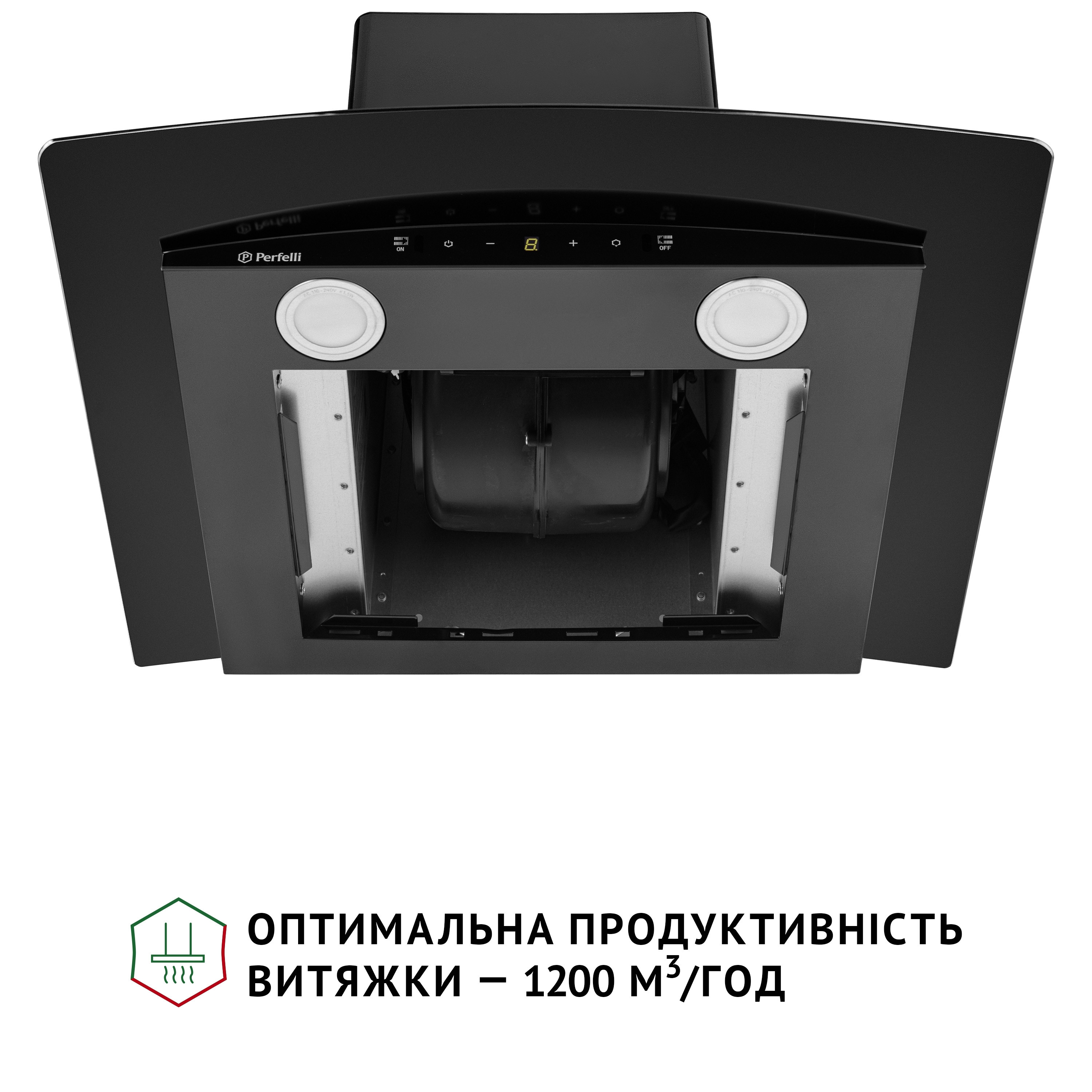 Витяжка декоративна зі склом Perfelli GRASSI 6PWB NERO - зображення 8