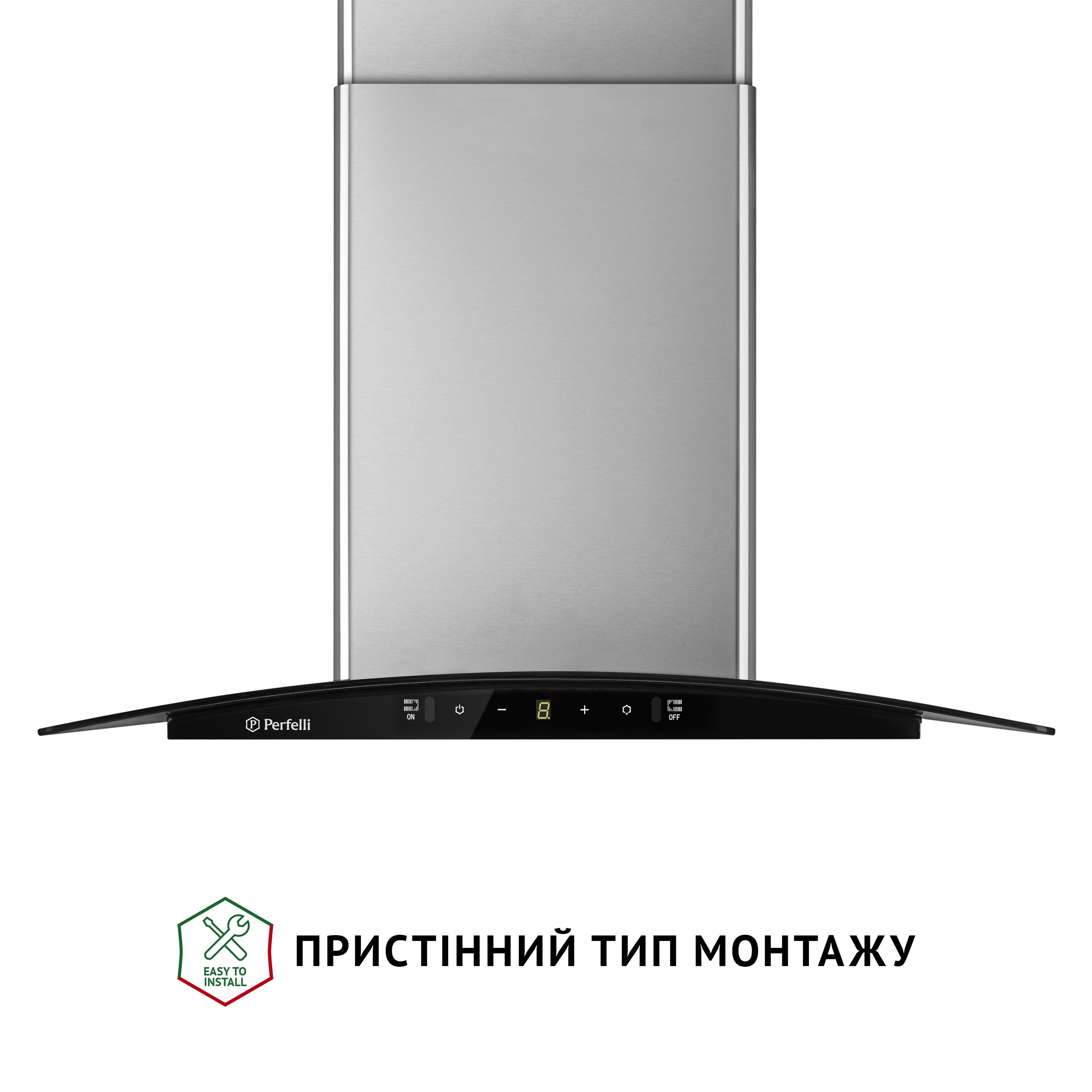 Витяжка декоративна зі склом Perfelli GRASSI 6PWX INOX - зображення 2