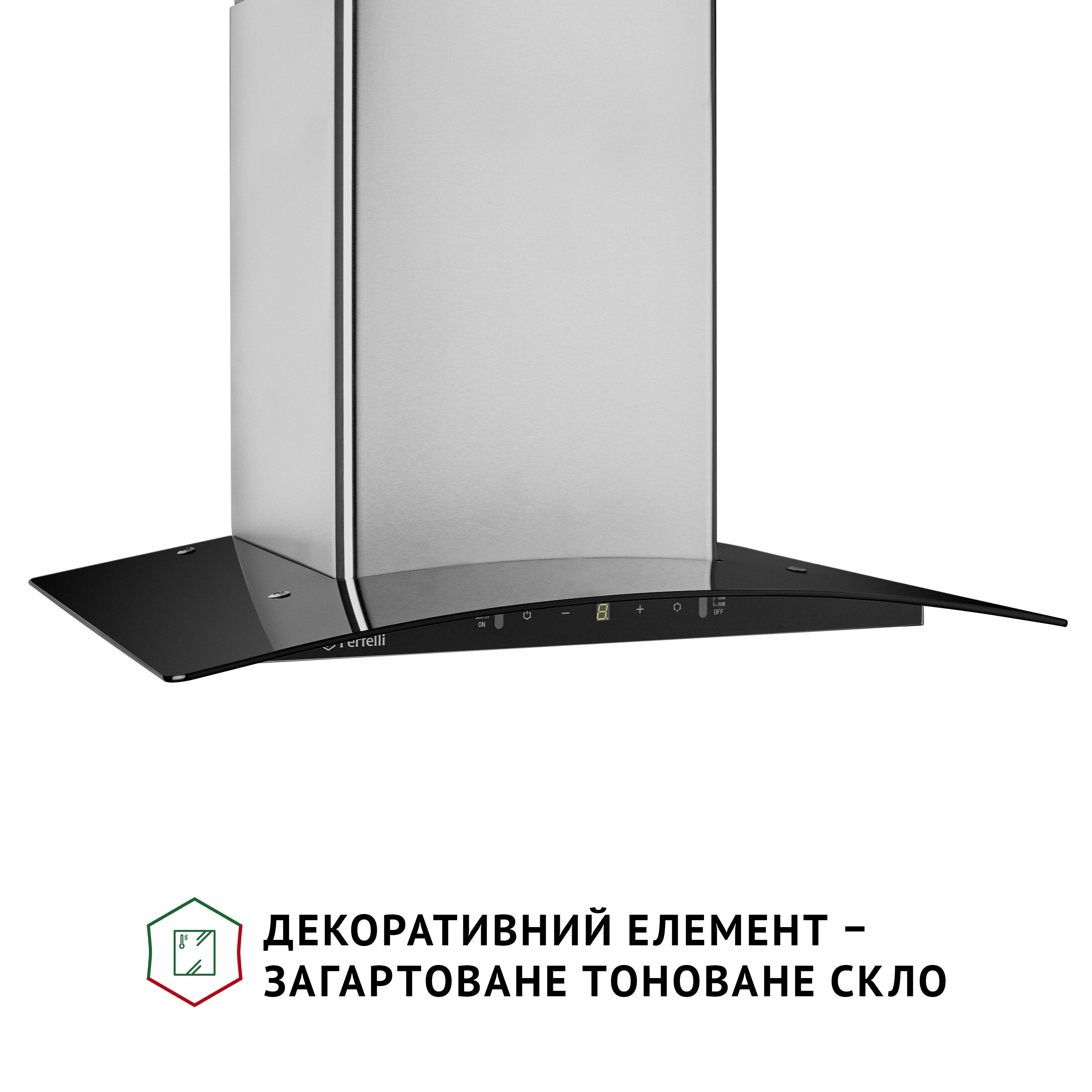 Витяжка декоративна зі склом Perfelli GRASSI 6PWX INOX - зображення 3