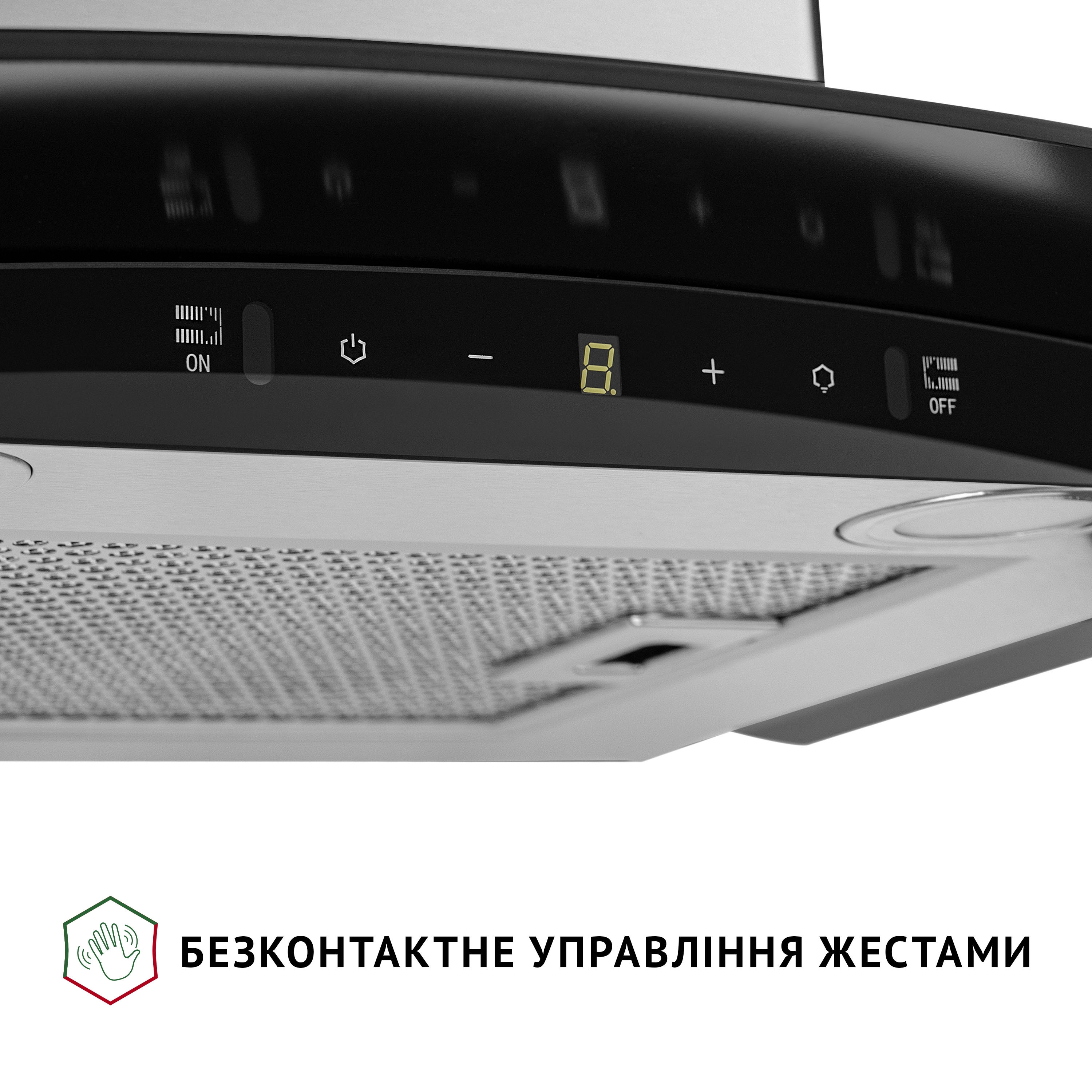 Витяжка декоративна зі склом Perfelli GRASSI 6PWX INOX - зображення 7