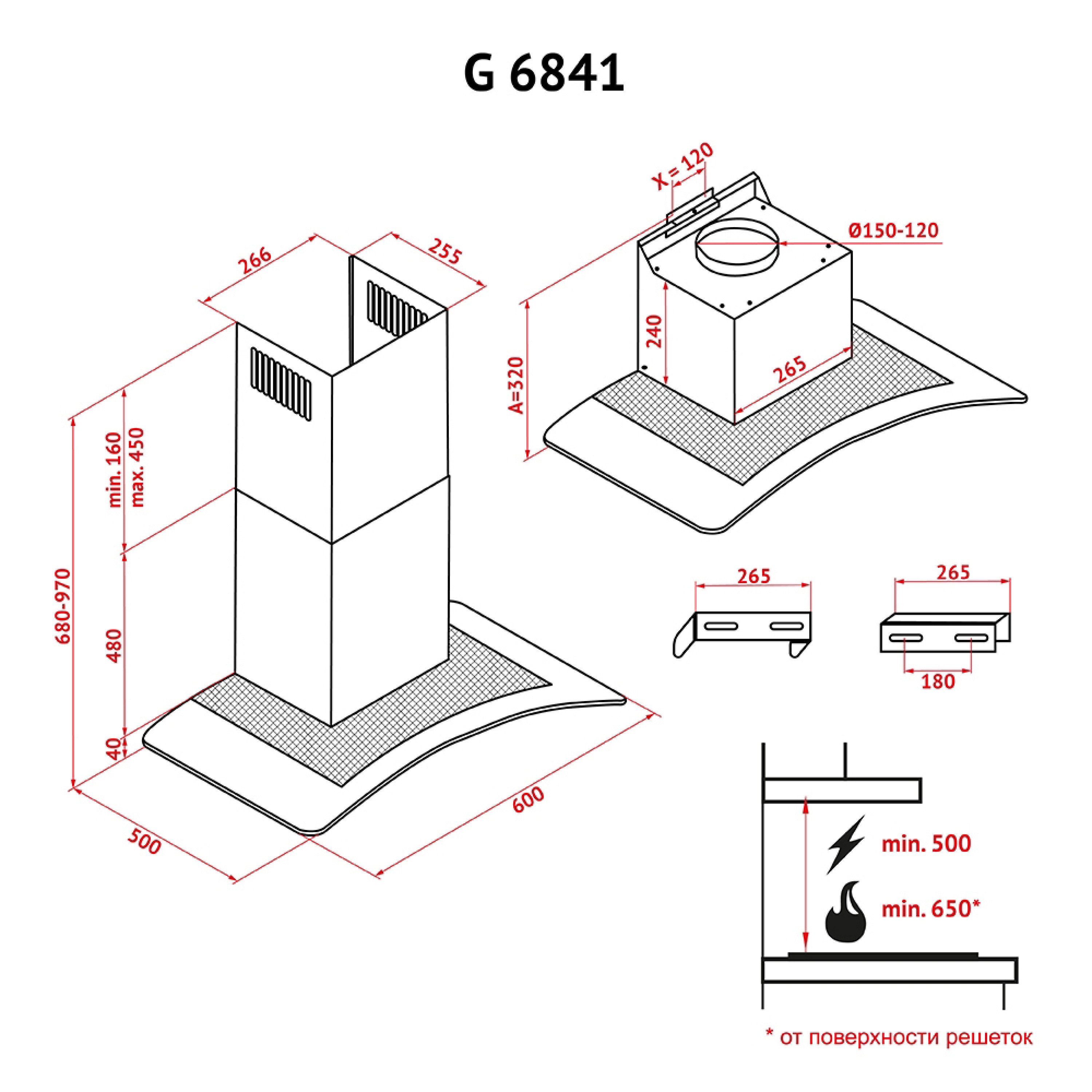 Витяжка декоративна зі склом Perfelli G 6841 BL - зображення 15
