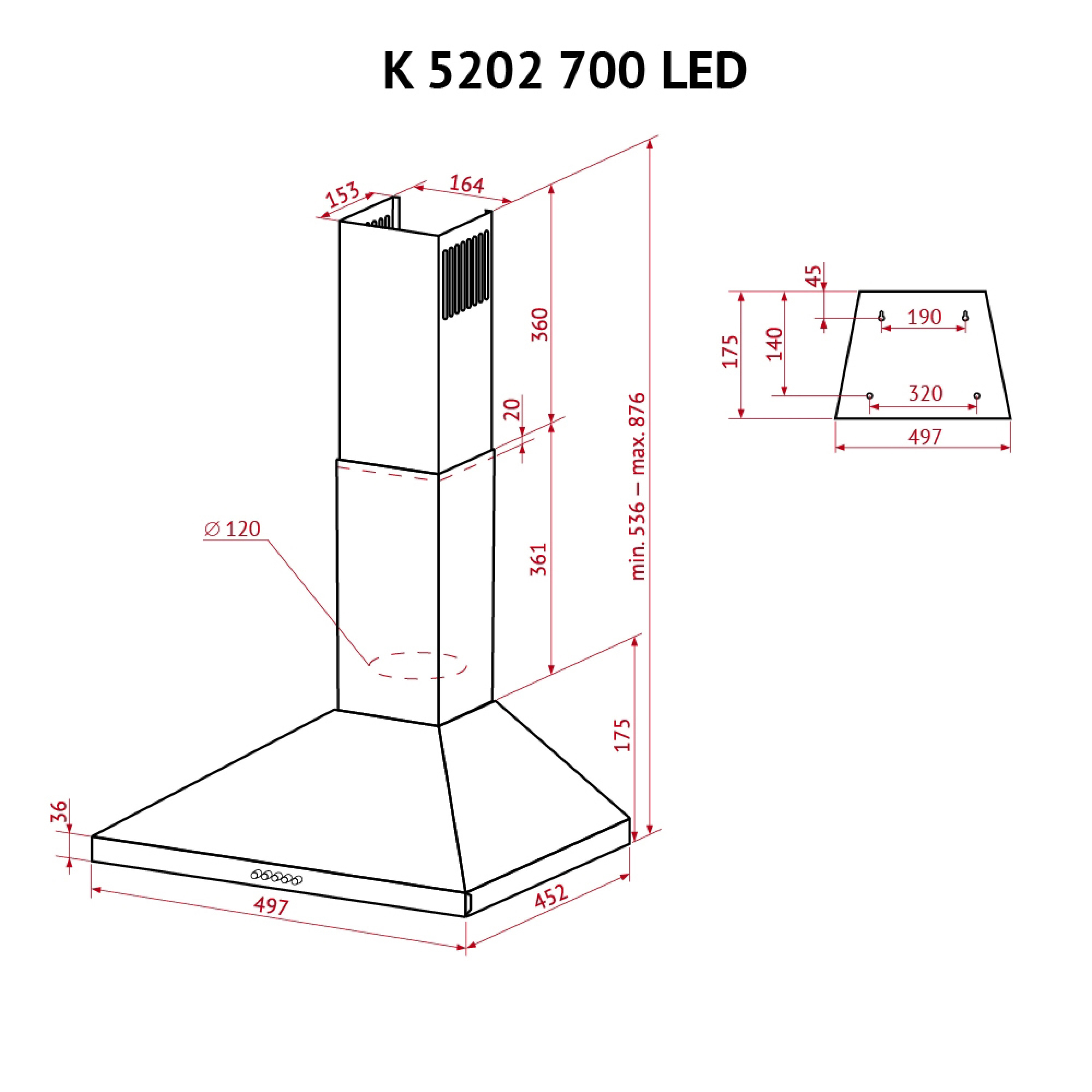 Вытяжка купольная Perfelli K 5202 IV 700 LED - зображення 11