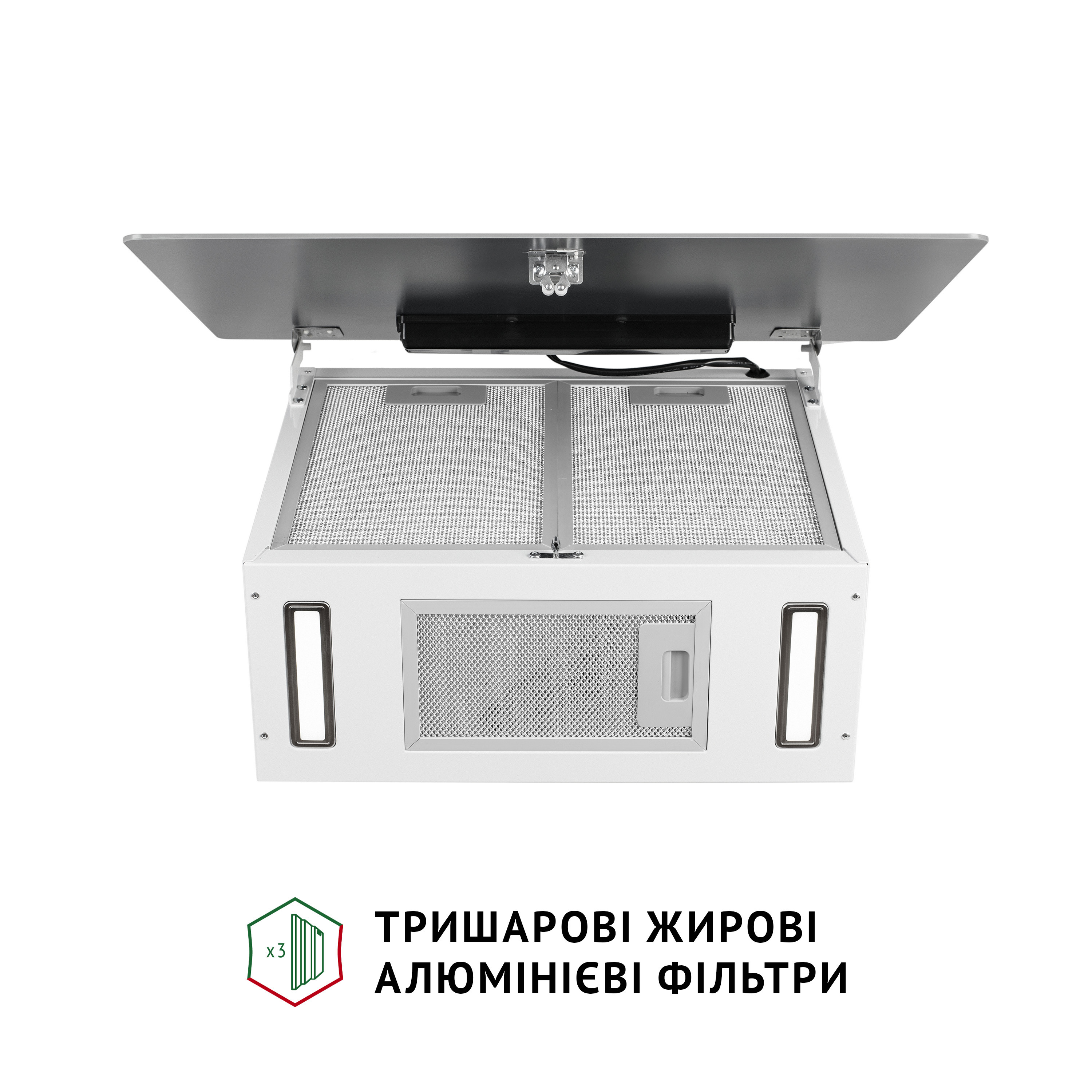 Perfelli 5902767159821 - зображення 10 Витяжка декоративна похила Perfelli PIANO BIANCA - зображення 10
