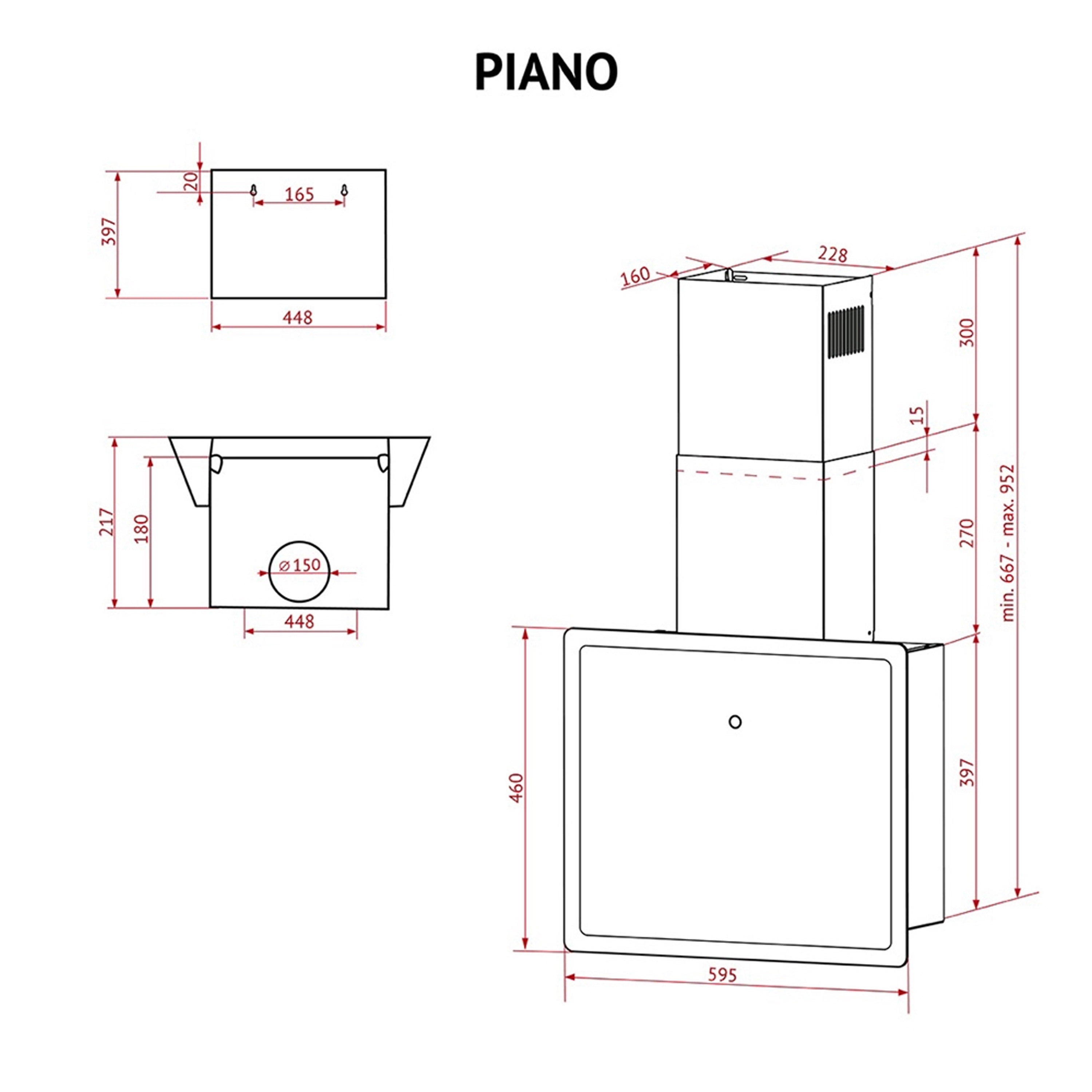 Perfelli 5902767159814 - зображення 15 Витяжка декоративна похила Perfelli PIANO NERO - зображення 15