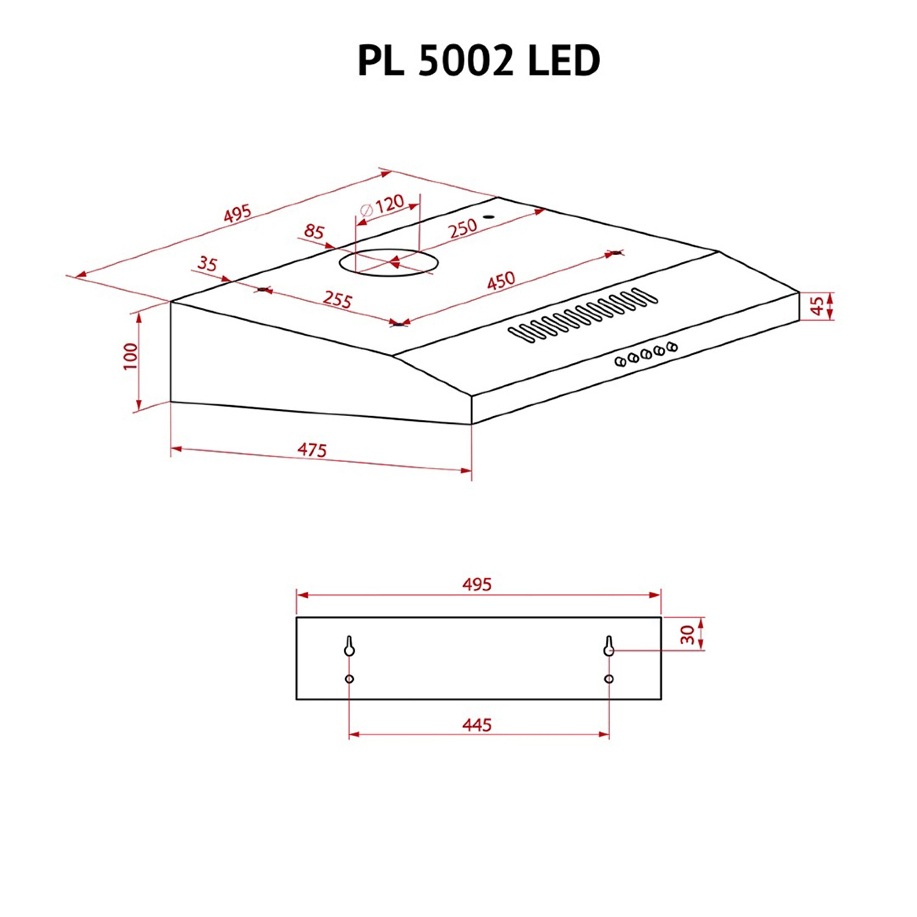 Витяжка плоска Perfelli PL 5002 I LED - зображення 10