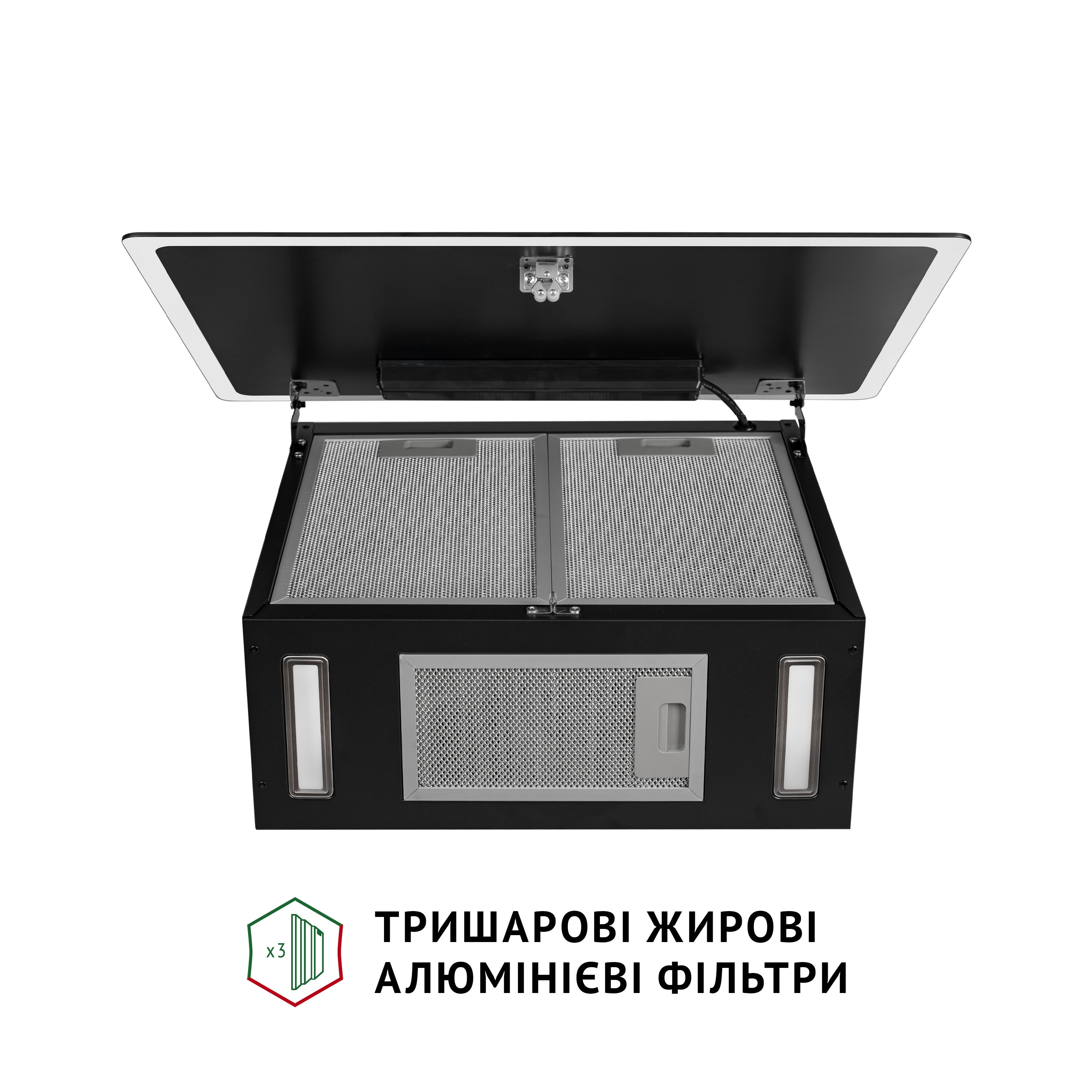 Витяжка декоративна похила Perfelli RIVA NERO - зображення 10