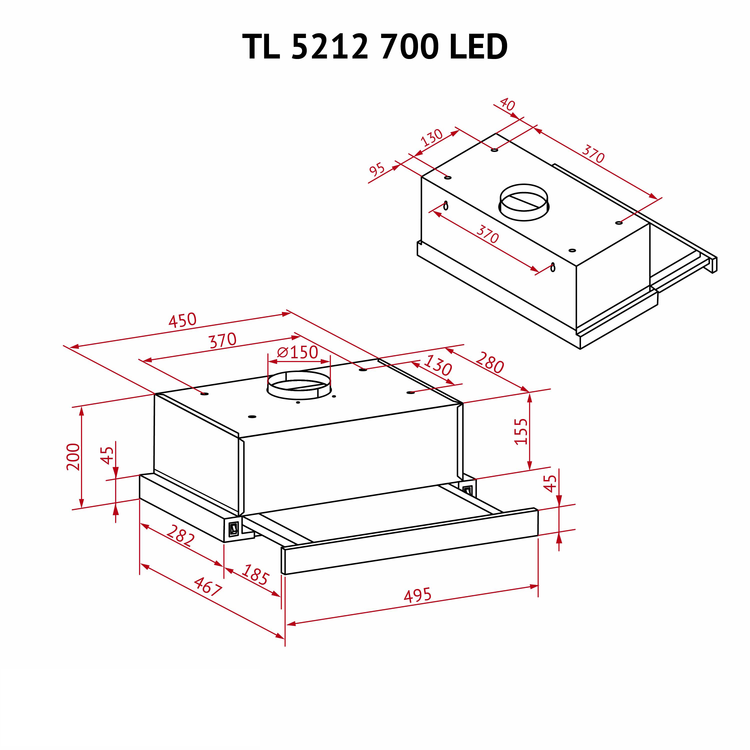 Витяжка телескопічна Perfelli TL 5212 WH 700 LED - зображення 12