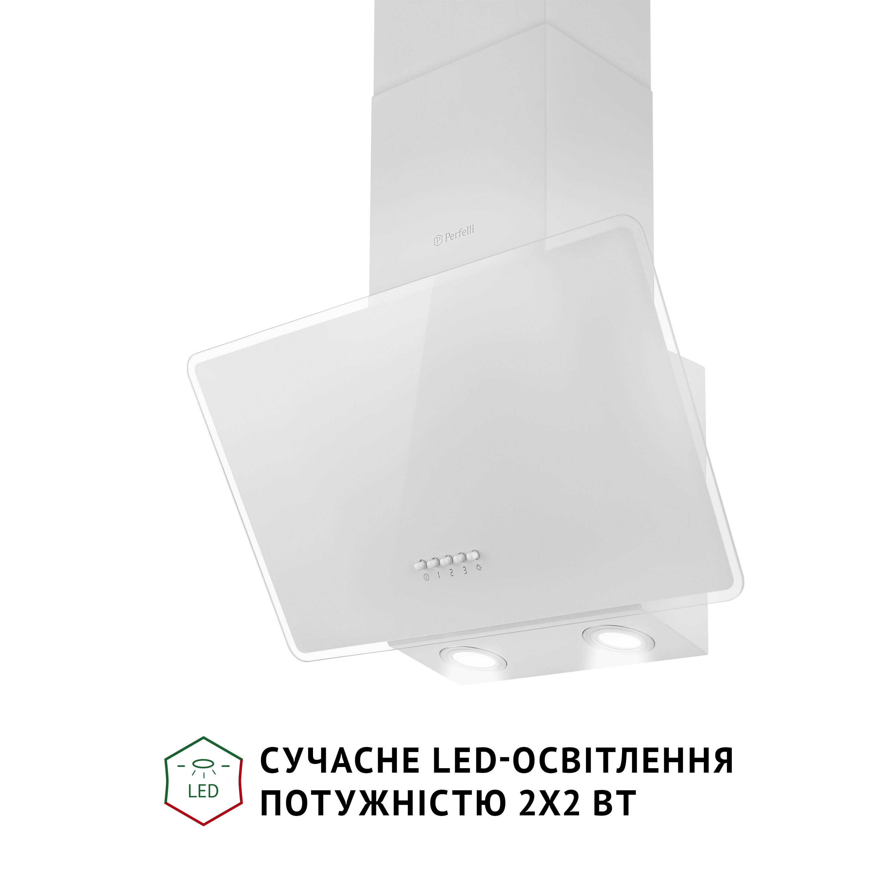 Витяжка декоративна похила Perfelli VICCO 5HM BIANCO - зображення 4