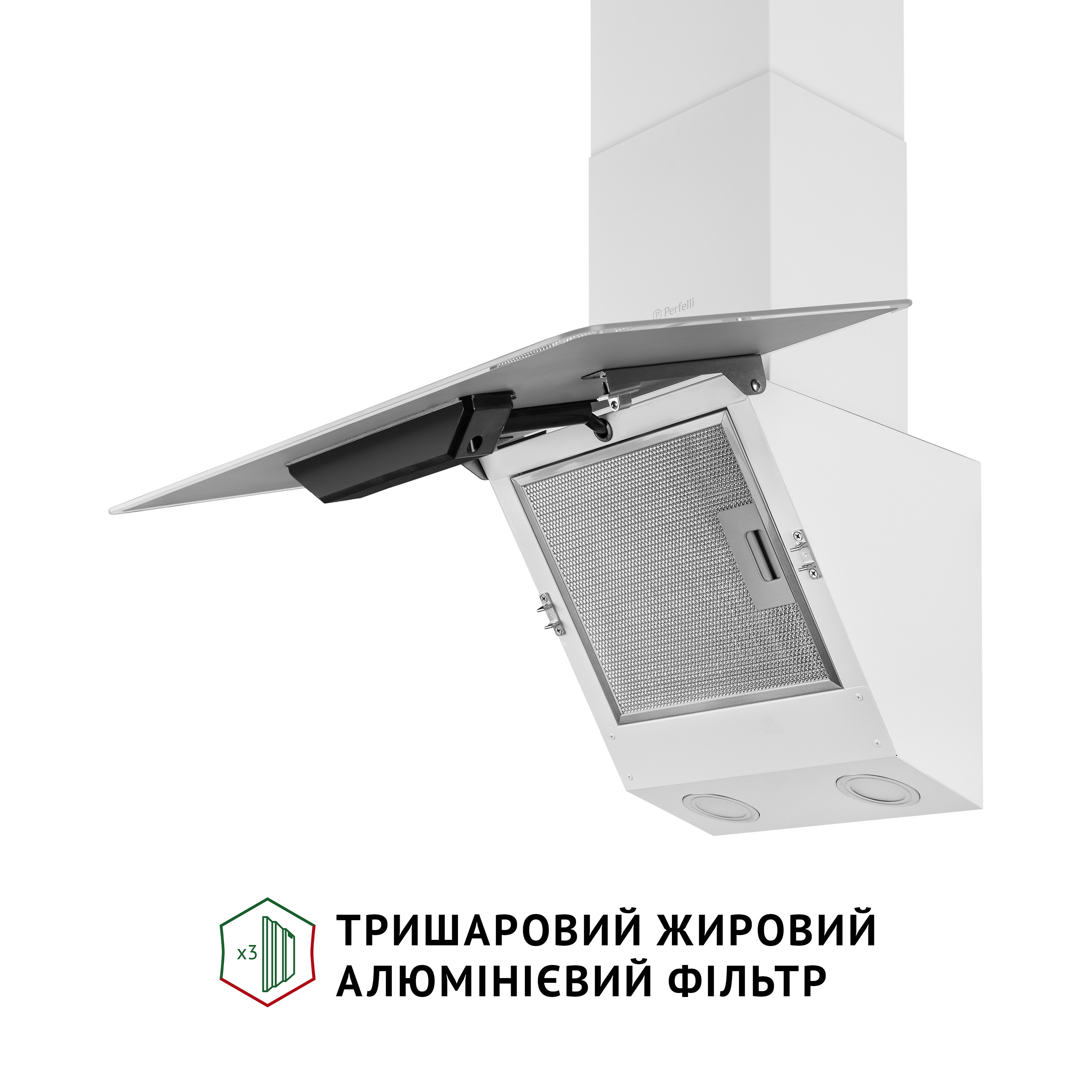 Вытяжка декоративная наклонная Perfelli VICCO 5HSR BIANCO - зображення 5