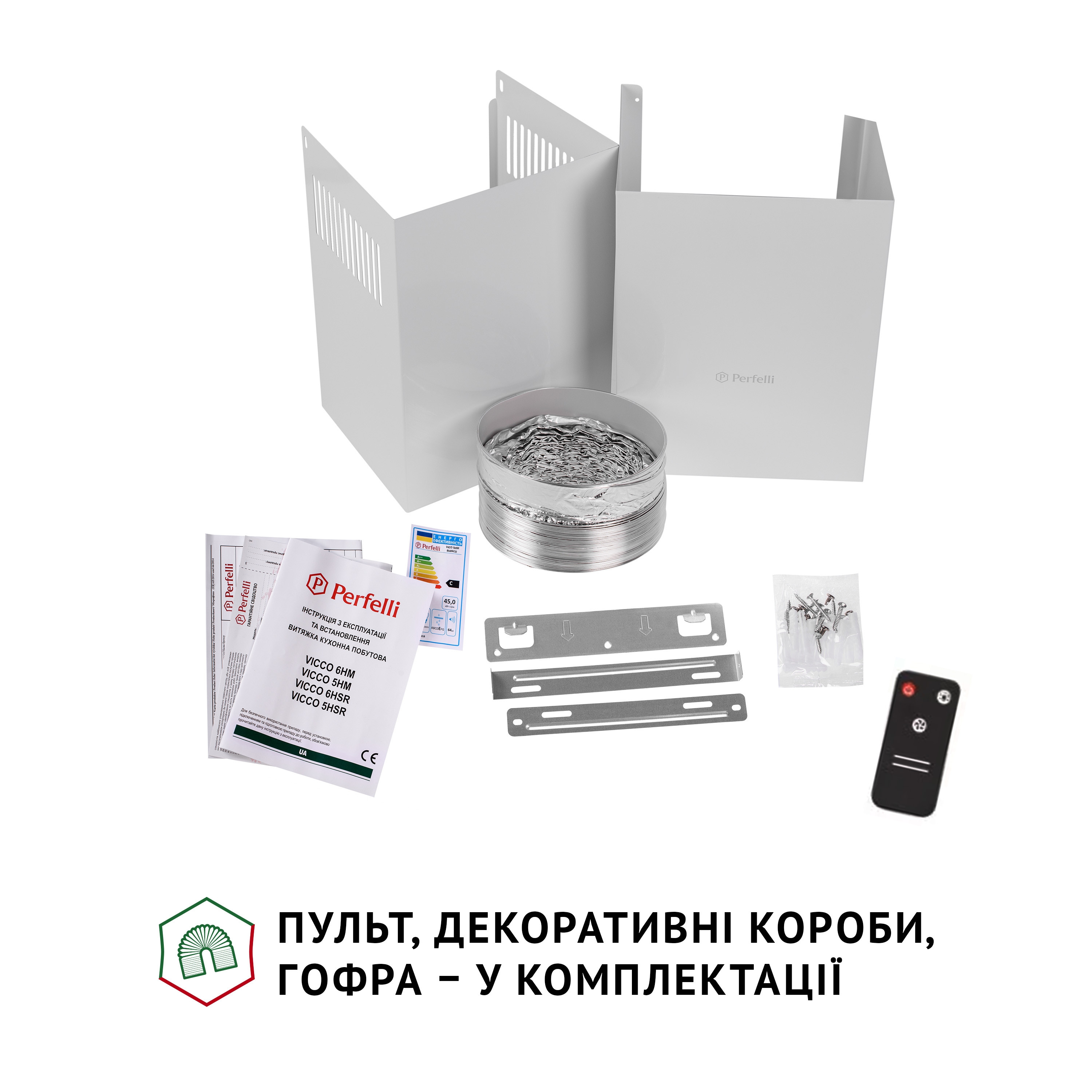 Вытяжка декоративная наклонная Perfelli VICCO 5HSR BIANCO - зображення 9