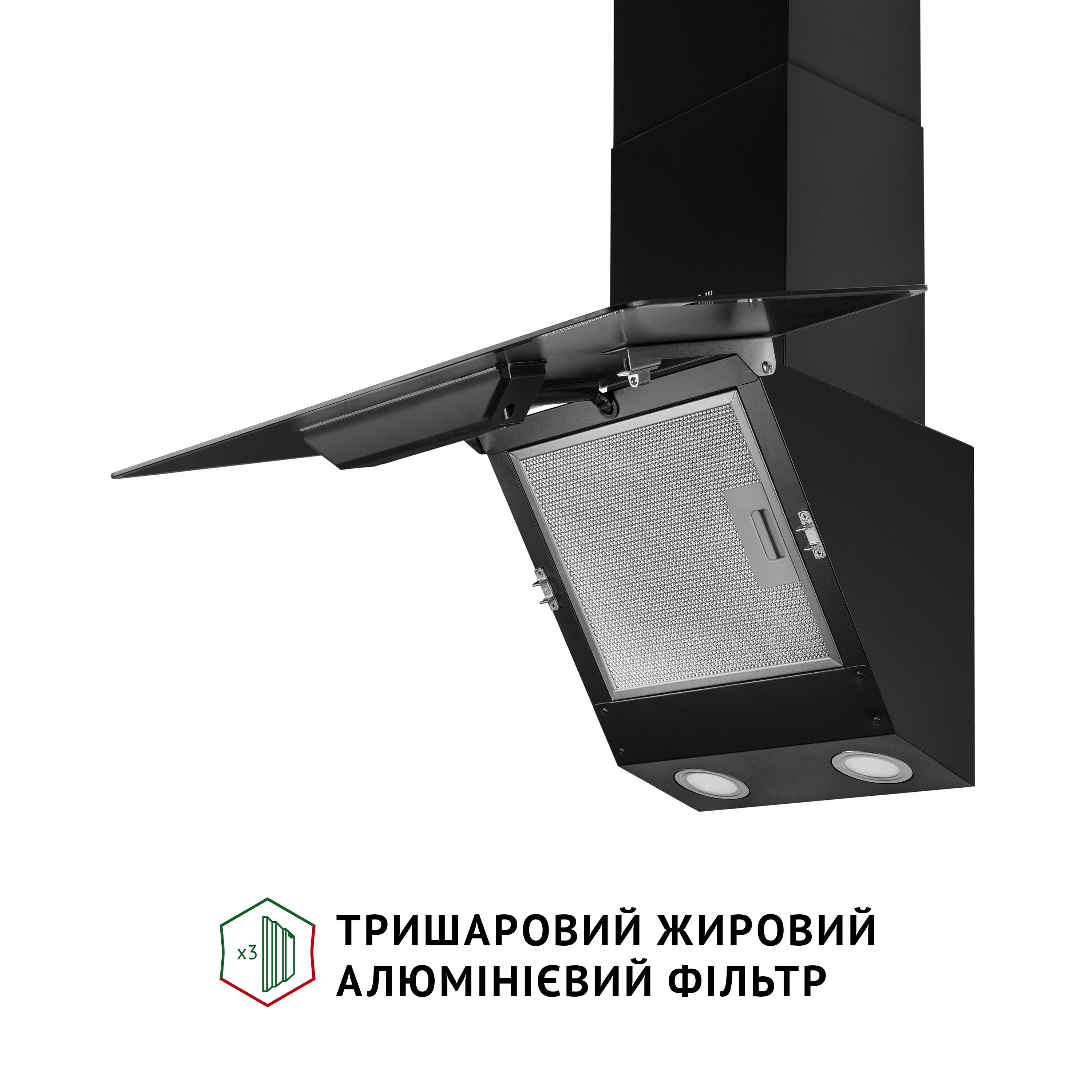 Витяжка декоративна похила Perfelli VICCO 5HSR NERO - зображення 5