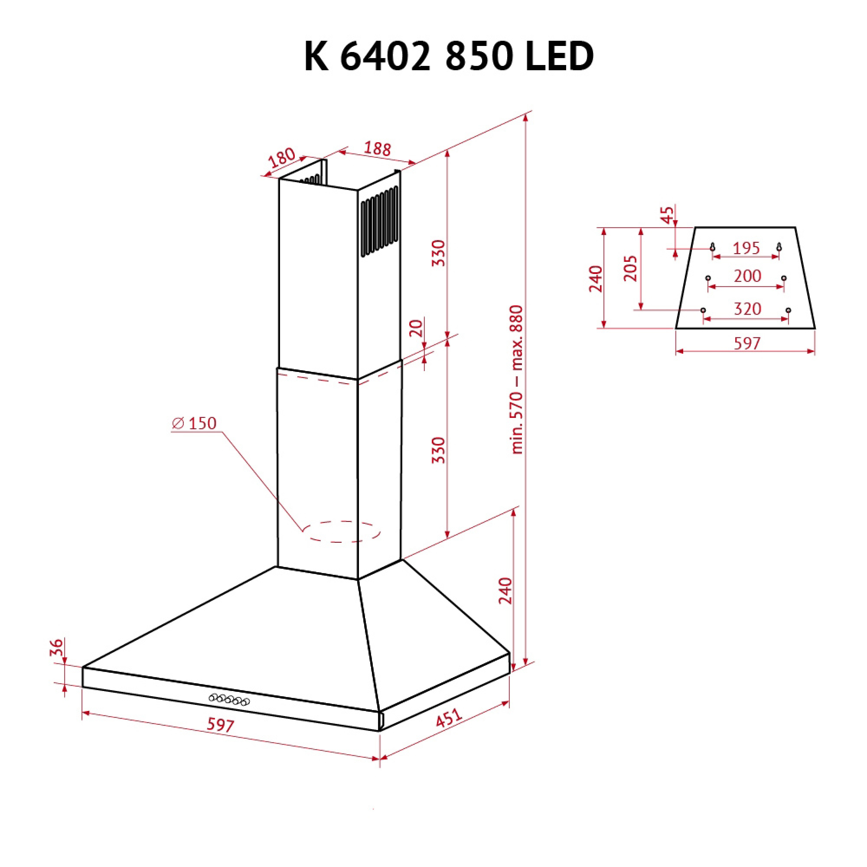 Perfelli 5902767158770 - зображення 11 Вытяжка купольная PERFELLI K 6402 BL 850 LED - зображення 11