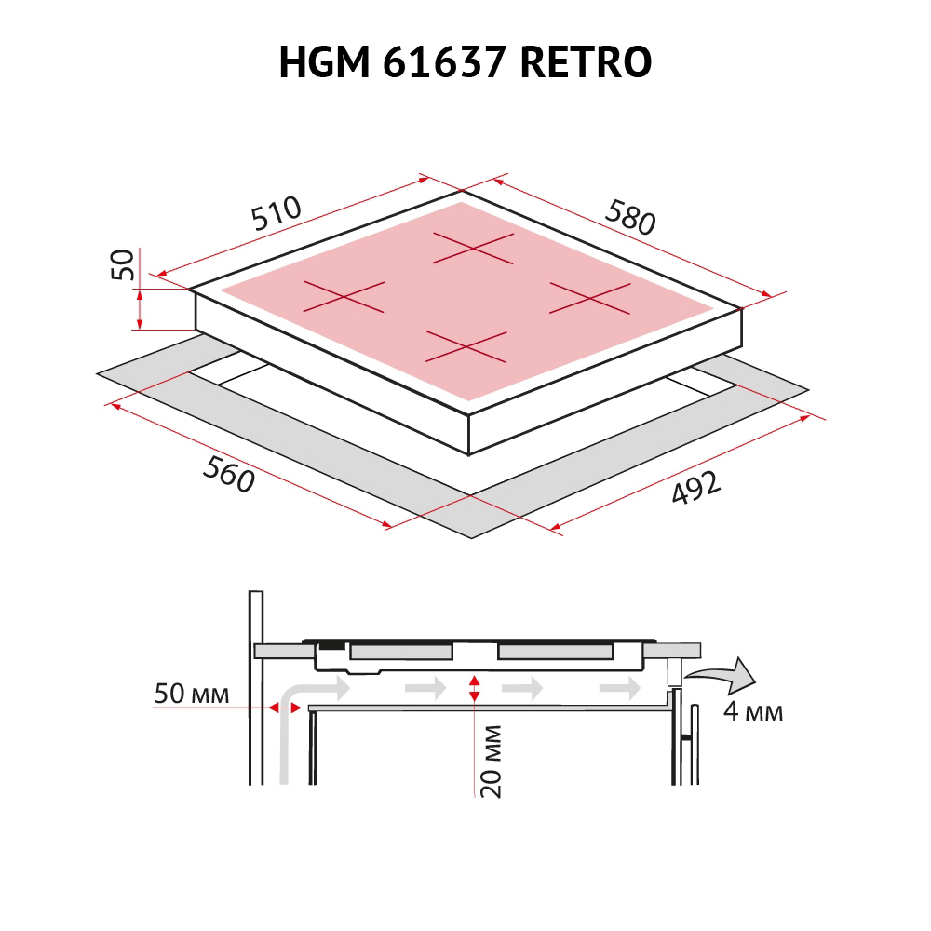 Варильна поверхня на металі Perfelli HGM 61637 WH RETRO - зображення 9