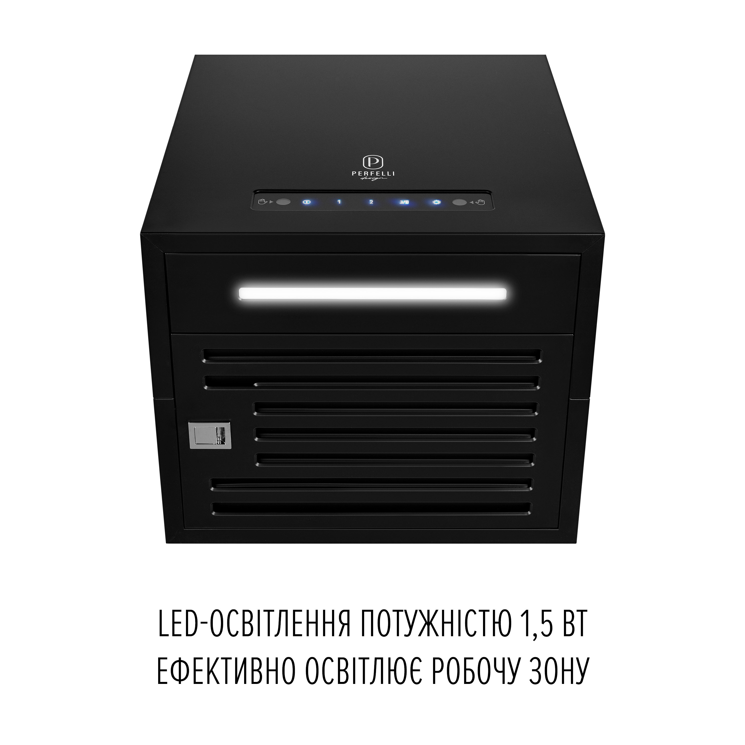 PERFELLI DESIGN 5905563501818 - зображення 4 Витяжка острівна PERFELLI DESIGN QUATTRO 41 NERO SILENZIO - зображення 4