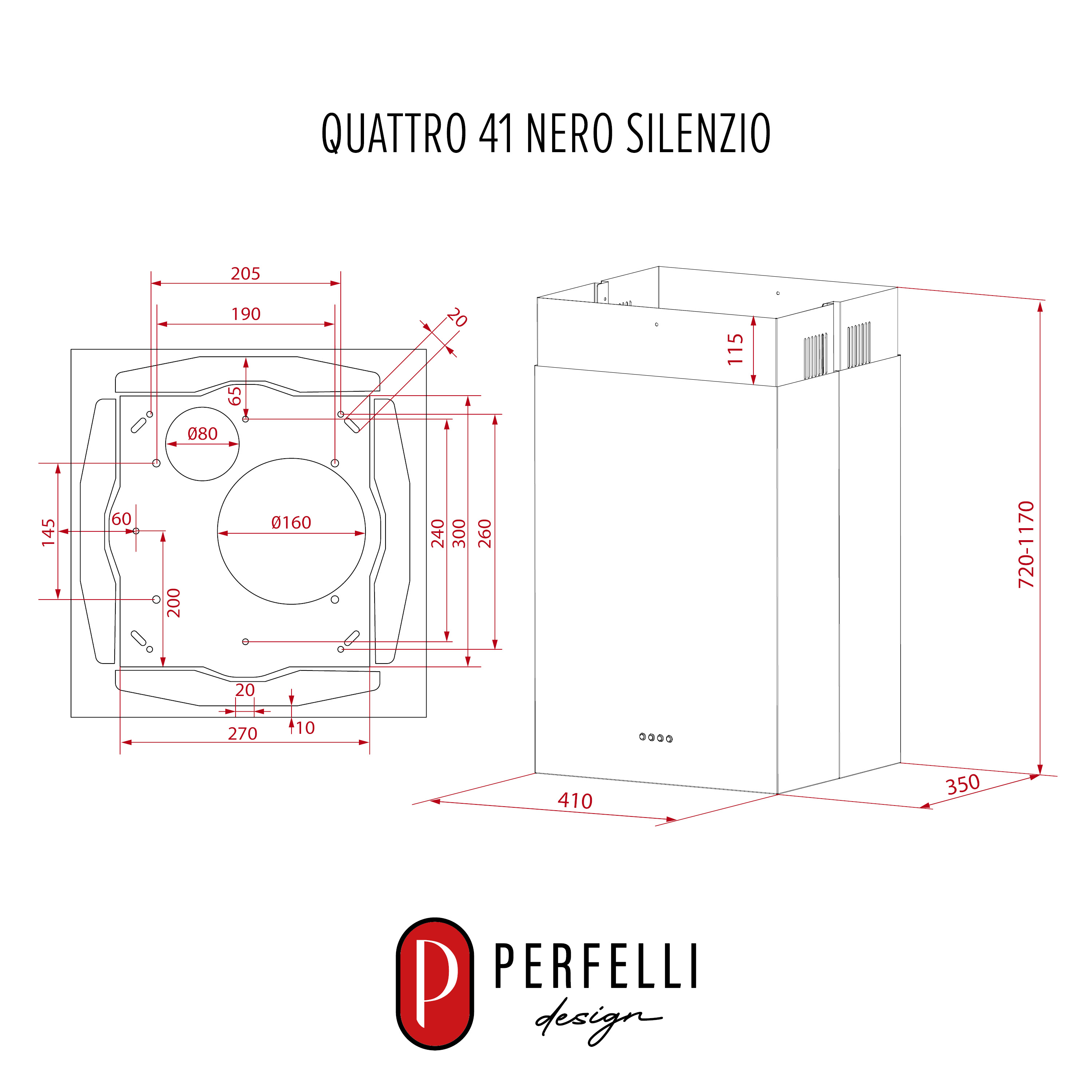 PERFELLI DESIGN 5905563501818 - зображення 15 Витяжка острівна PERFELLI DESIGN QUATTRO 41 NERO SILENZIO - зображення 15