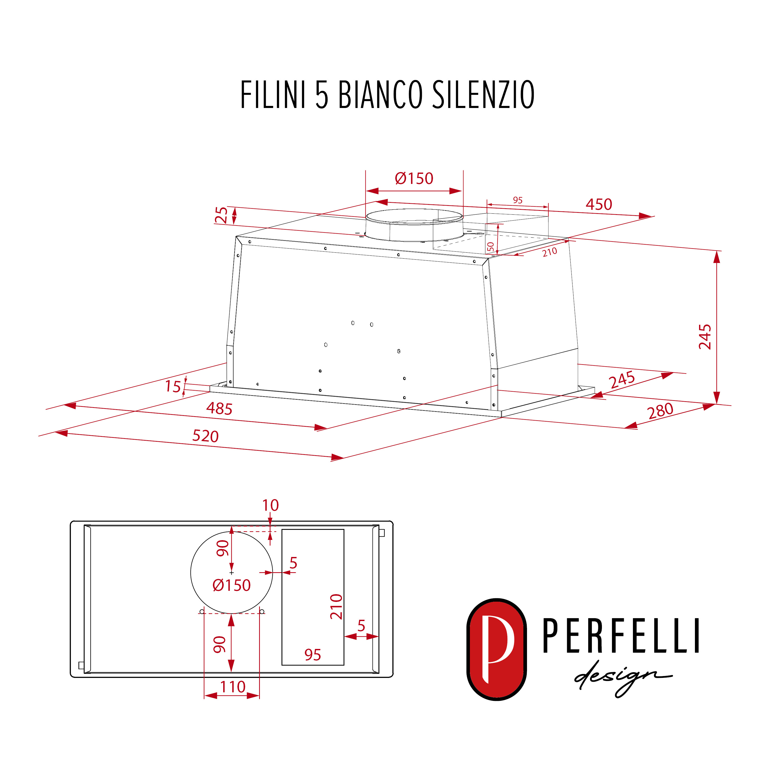 PERFELLI DESIGN 5905563502099 - зображення 17 Вытяжка полновстраиваемая PERFELLI DESIGN FILINI 5 BIANCO SILENZIO - зображення 17