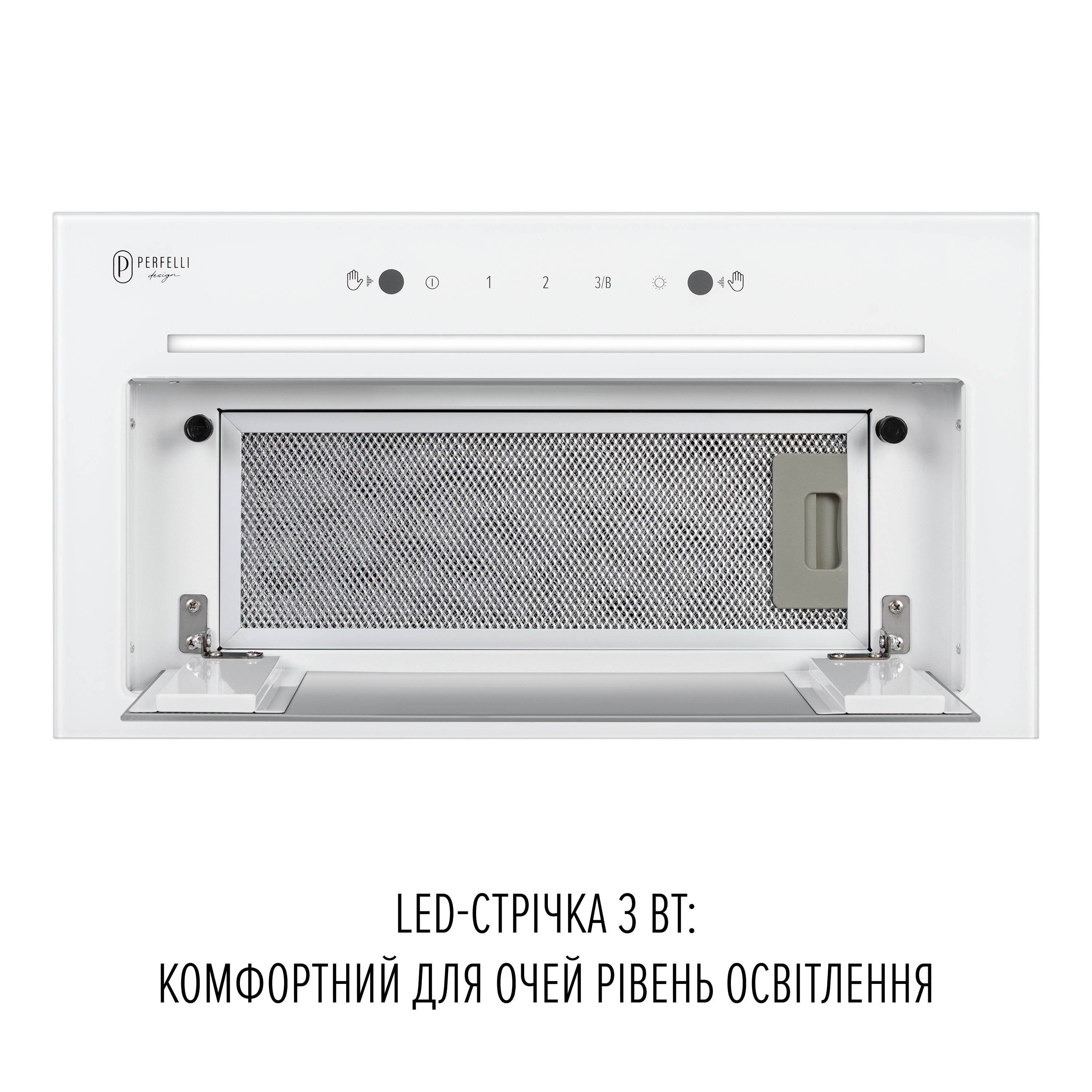 PERFELLI DESIGN 5905563502099 - зображення 3 Вытяжка полновстраиваемая PERFELLI DESIGN FILINI 5 BIANCO SILENZIO - зображення 3