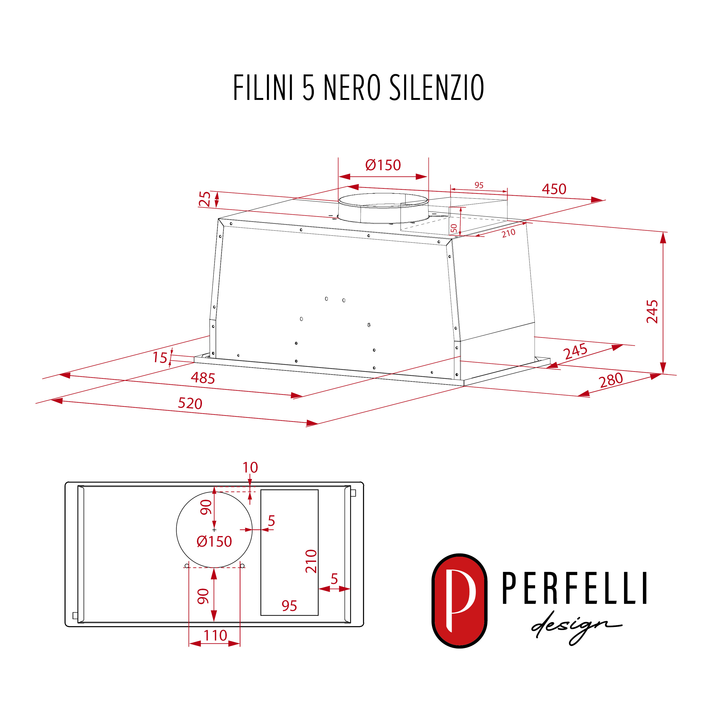 PERFELLI DESIGN 5905563502082 - зображення 17 Витяжка повновбудована PERFELLI DESIGN FILINI 5 NERO SILENZIO - зображення 17