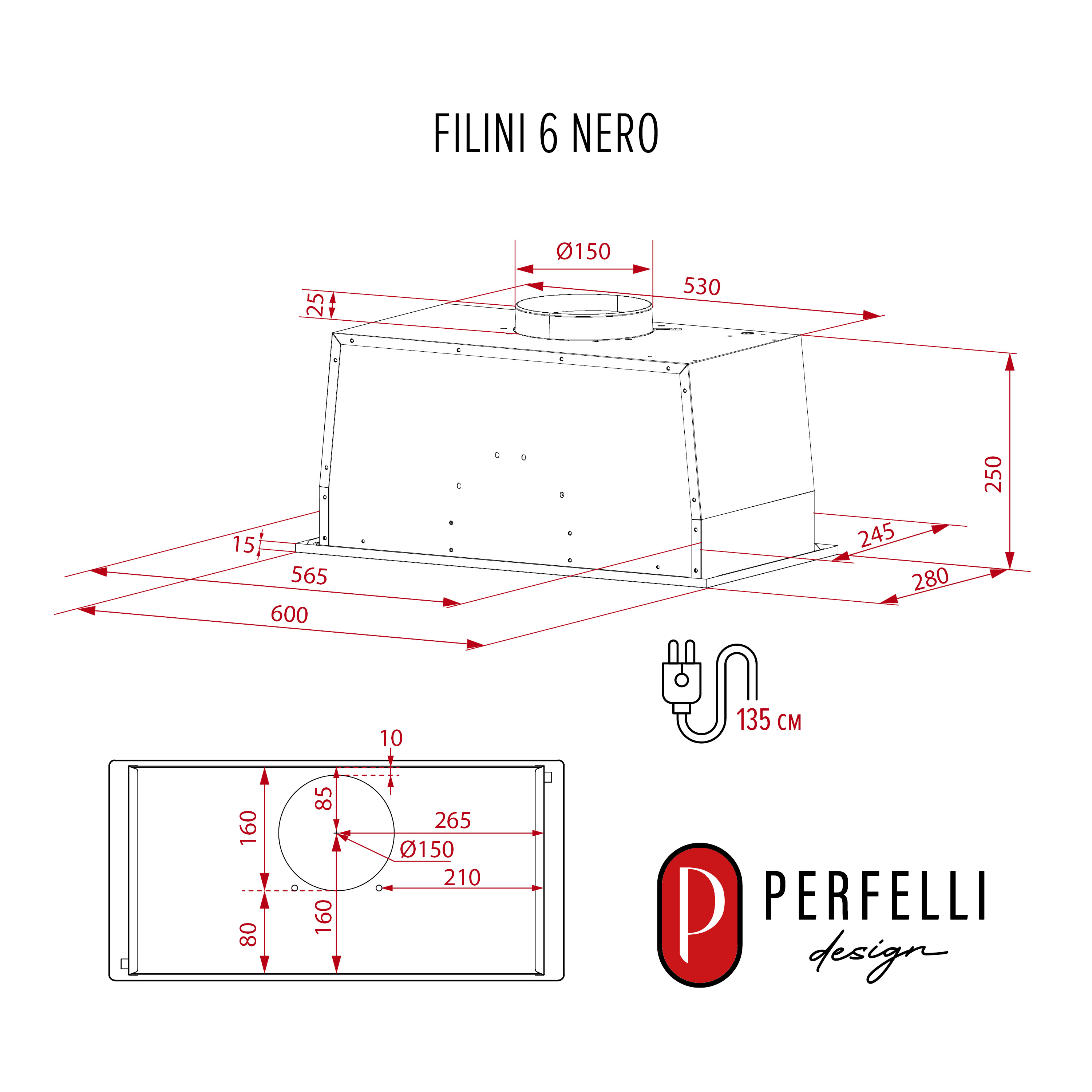 PERFELLI DESIGN 5905563502167 - зображення 17 Витяжка повновбудована PERFELLI DESIGN FILINI 6 NERO - зображення 17