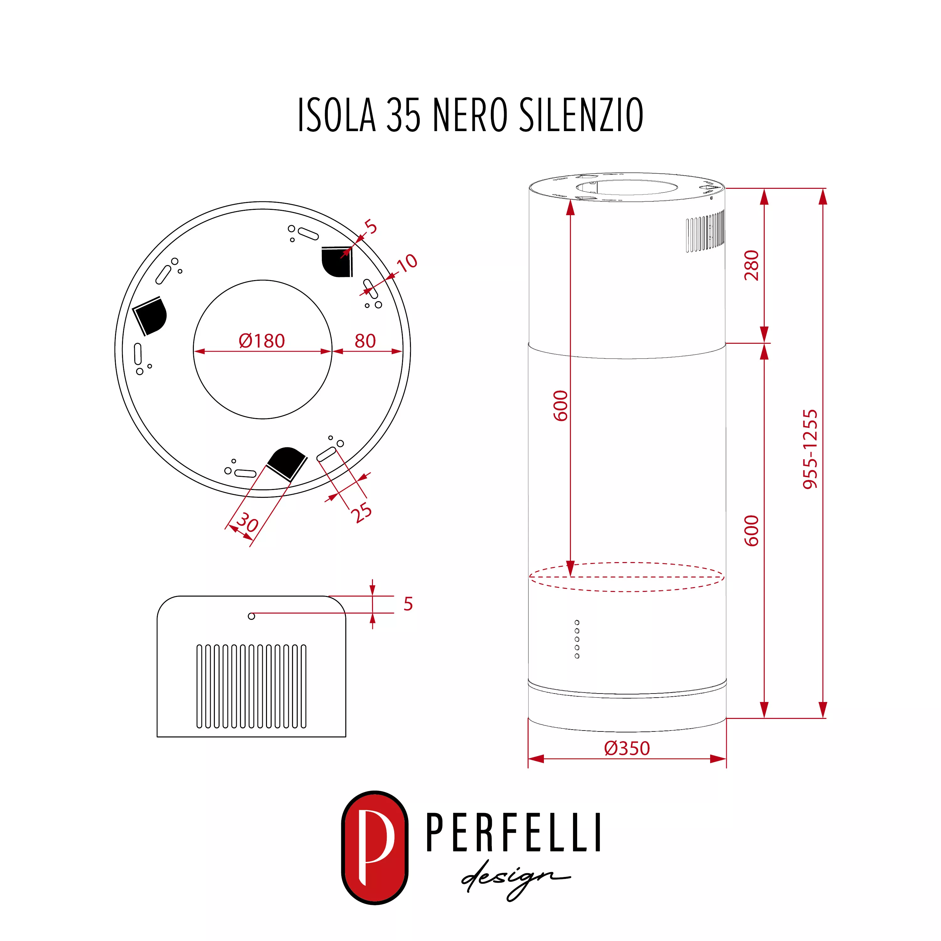 PERFELLI DESIGN 5905563501856 - зображення 15 Витяжка острівна PERFELLI DESIGN ISOLA 35 NERO SILENZIO - зображення 15
