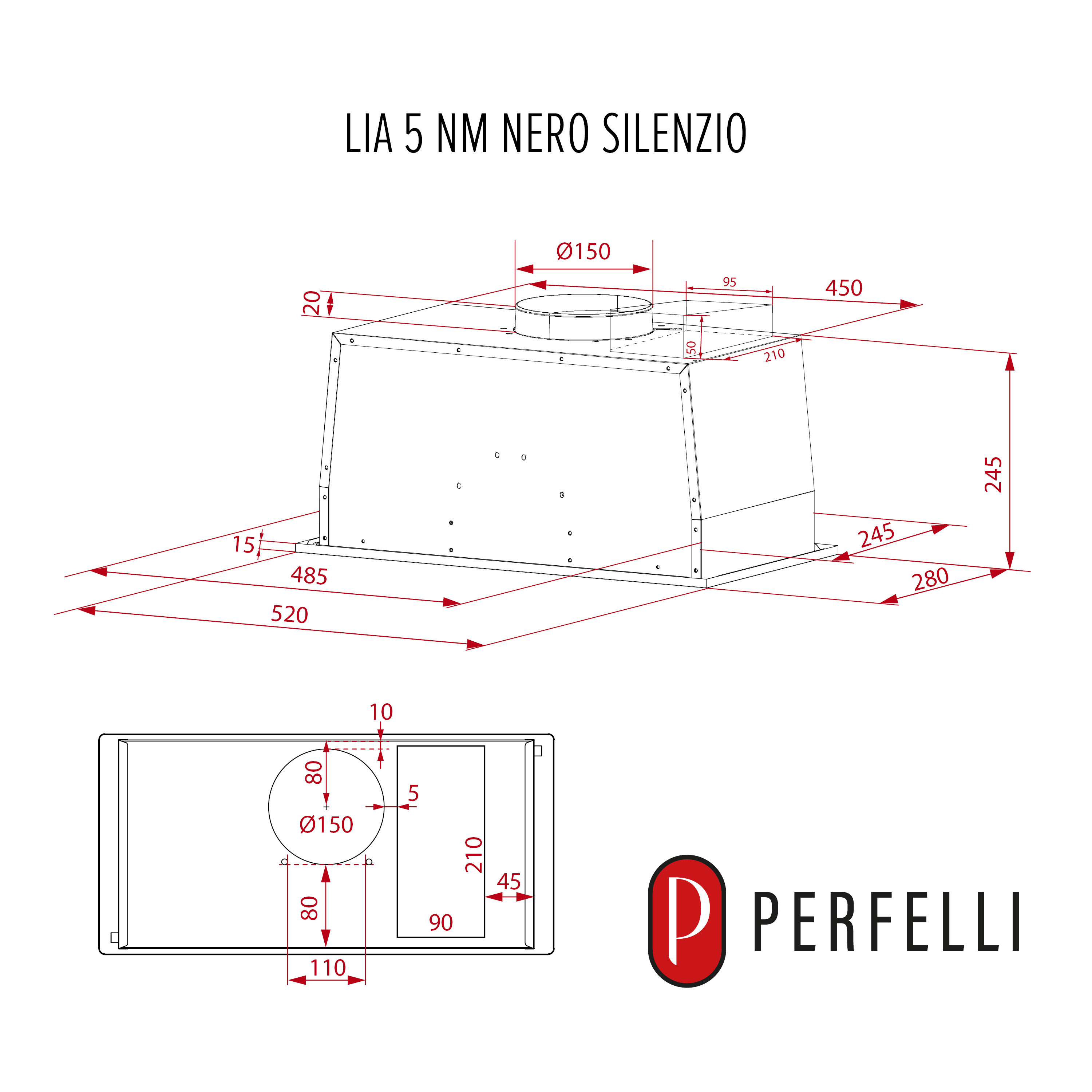 Витяжка повновбудована PERFELLI LIA 5 NM NERO SILENZIO - зображення 10